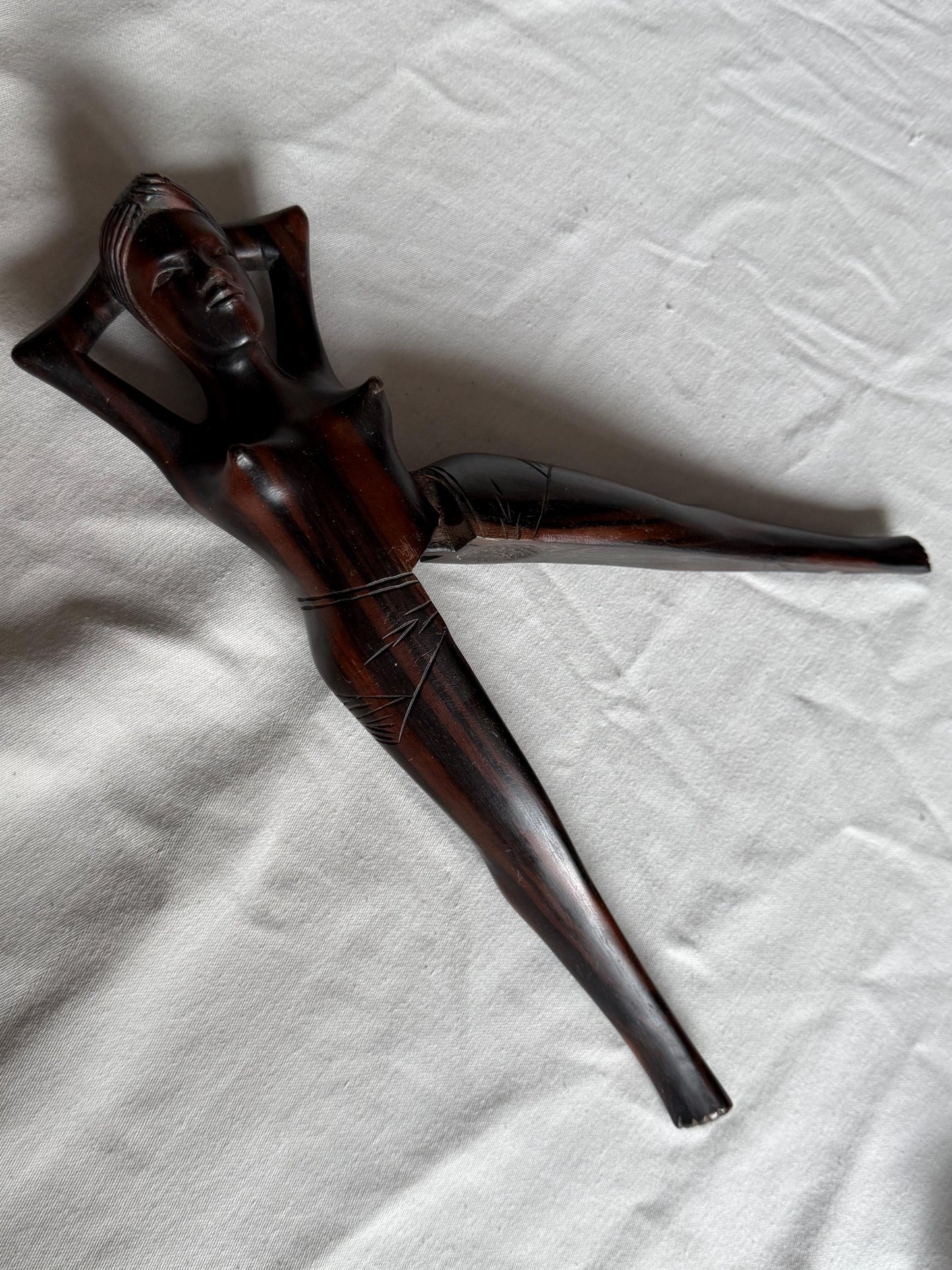 African Ebony Wood Nutcracker – Hand Carved Female Figure – 34 cm – Vintage notenkraker woman legs