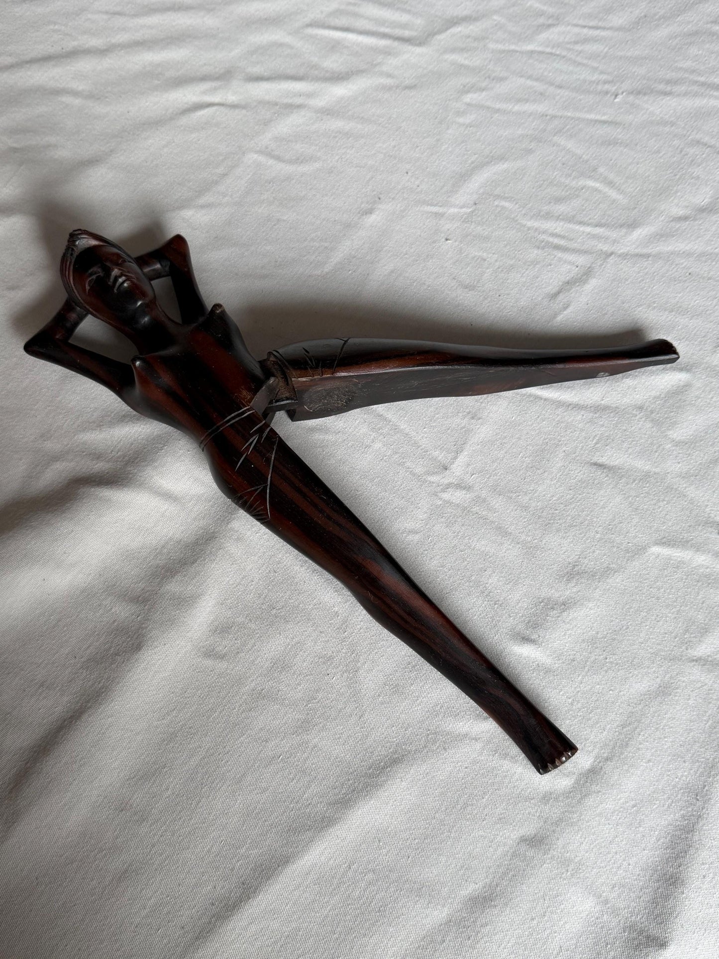 African Ebony Wood Nutcracker – Hand Carved Female Figure – 34 cm – Vintage notenkraker woman legs