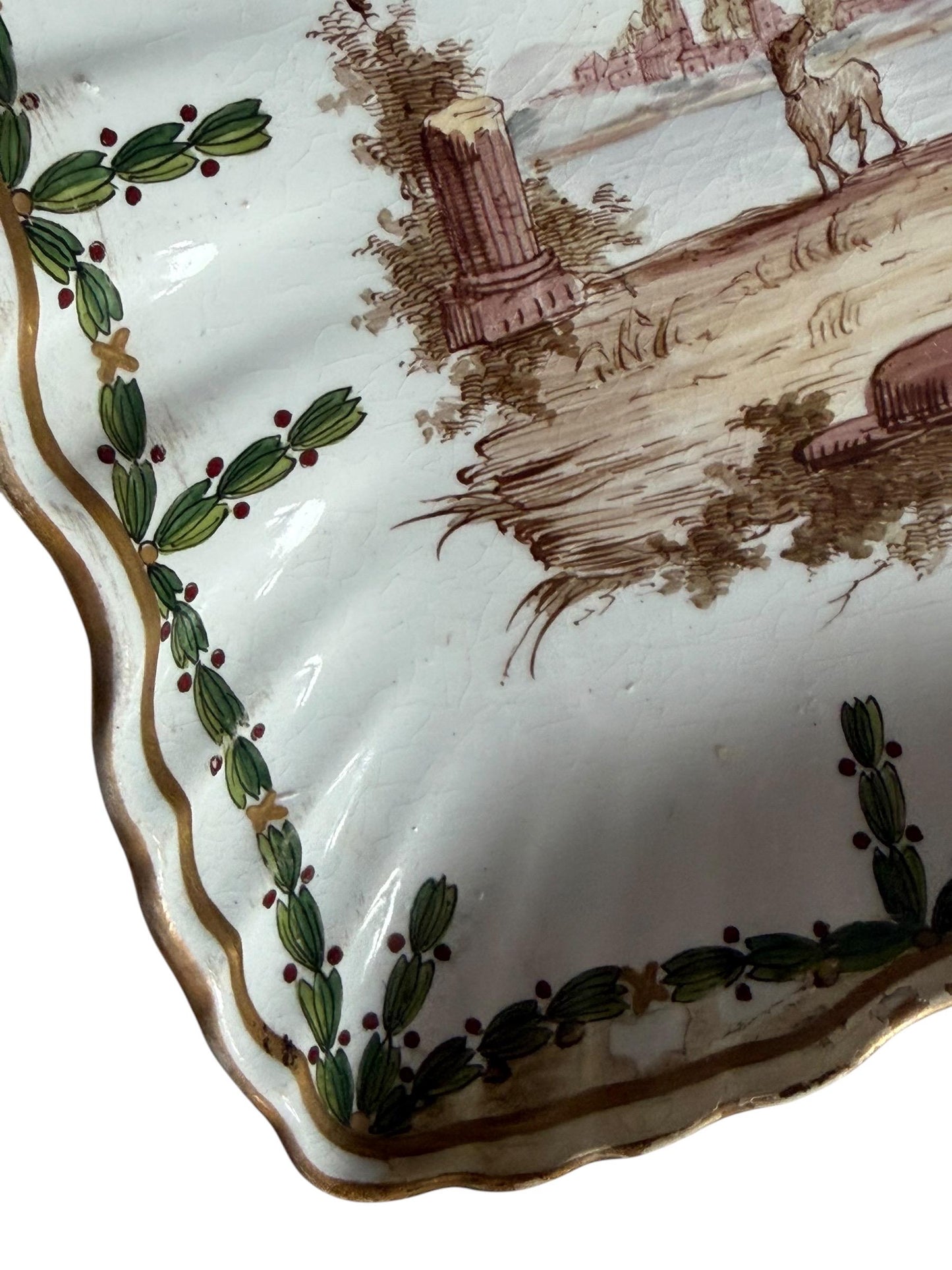 19th Century French Faience Dish – Faït Parmoy Gilot – Scenic Decor plate antique