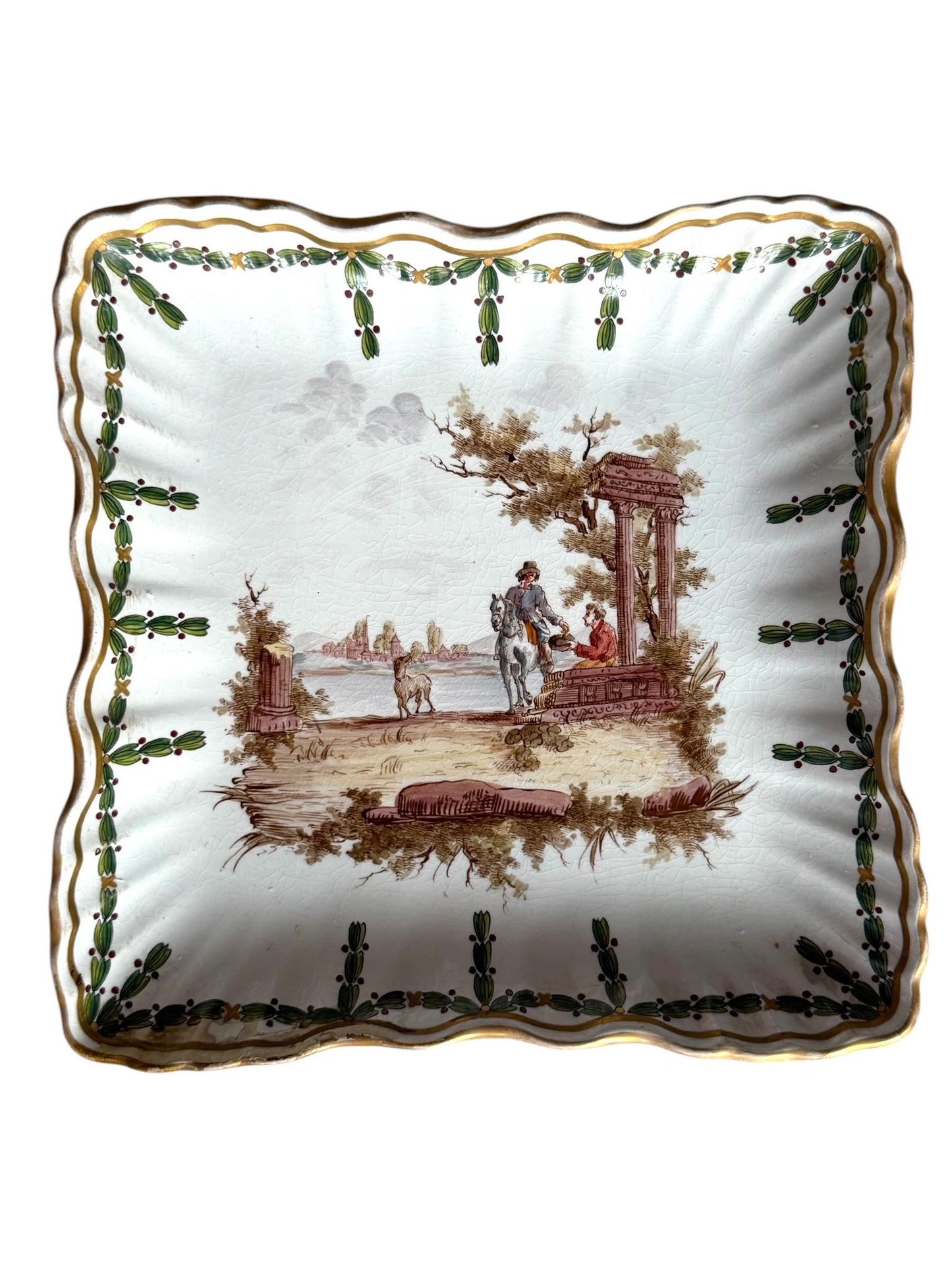 19th Century French Faience Dish – Faït Parmoy Gilot – Scenic Decor plate antique