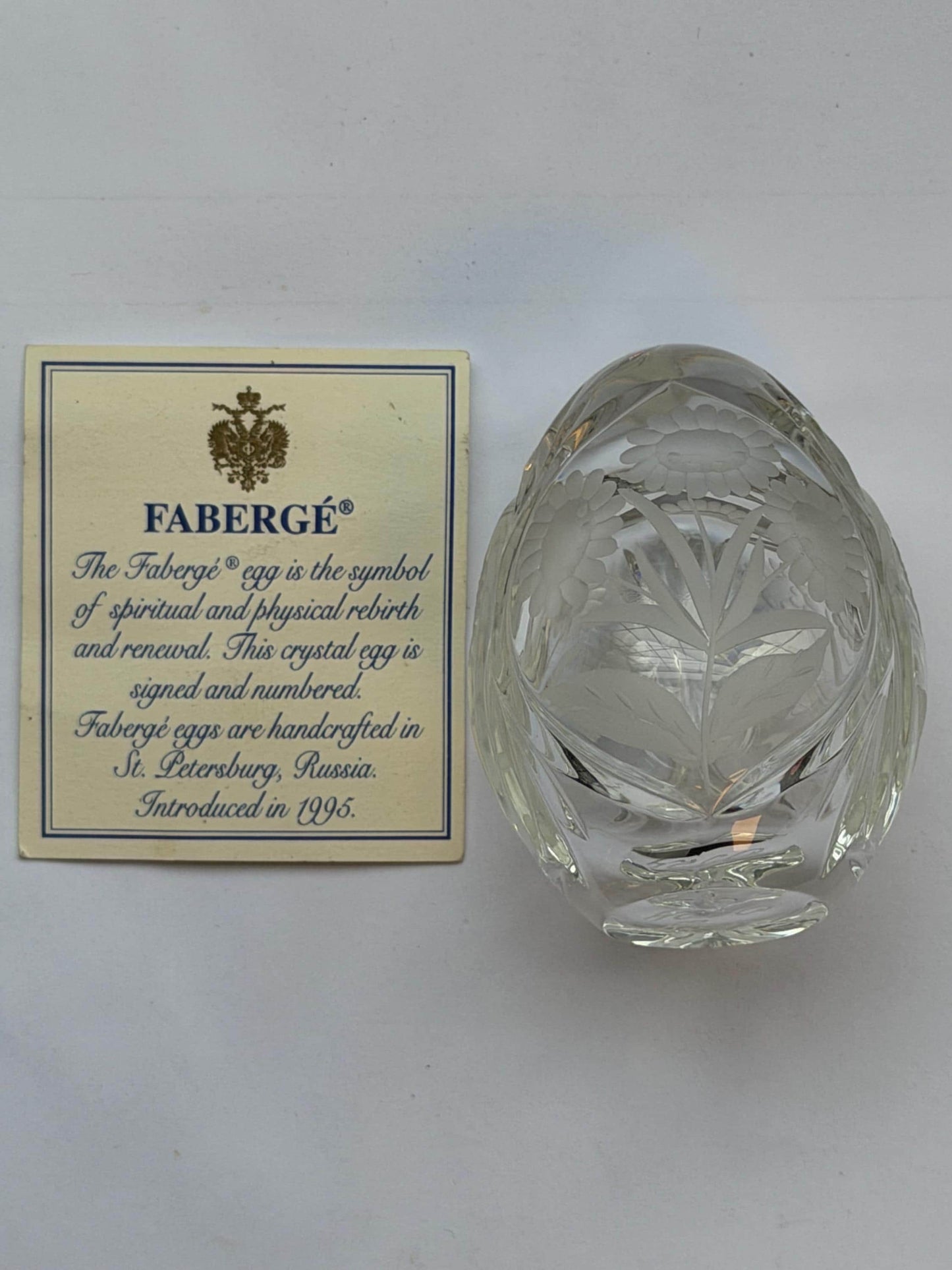 Faberge Crystal Egg, Limited Edition, signed, numbered faberge