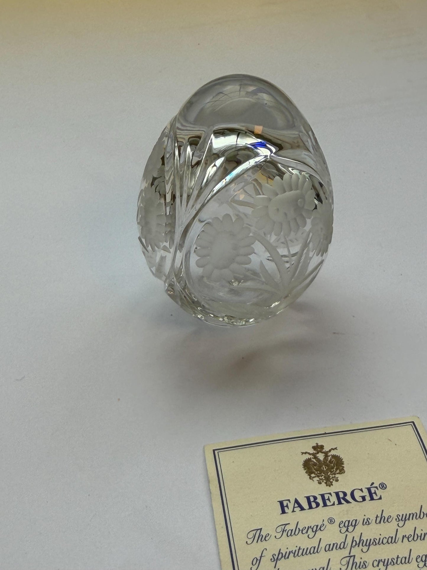 Faberge Crystal Egg, Limited Edition, signed, numbered faberge