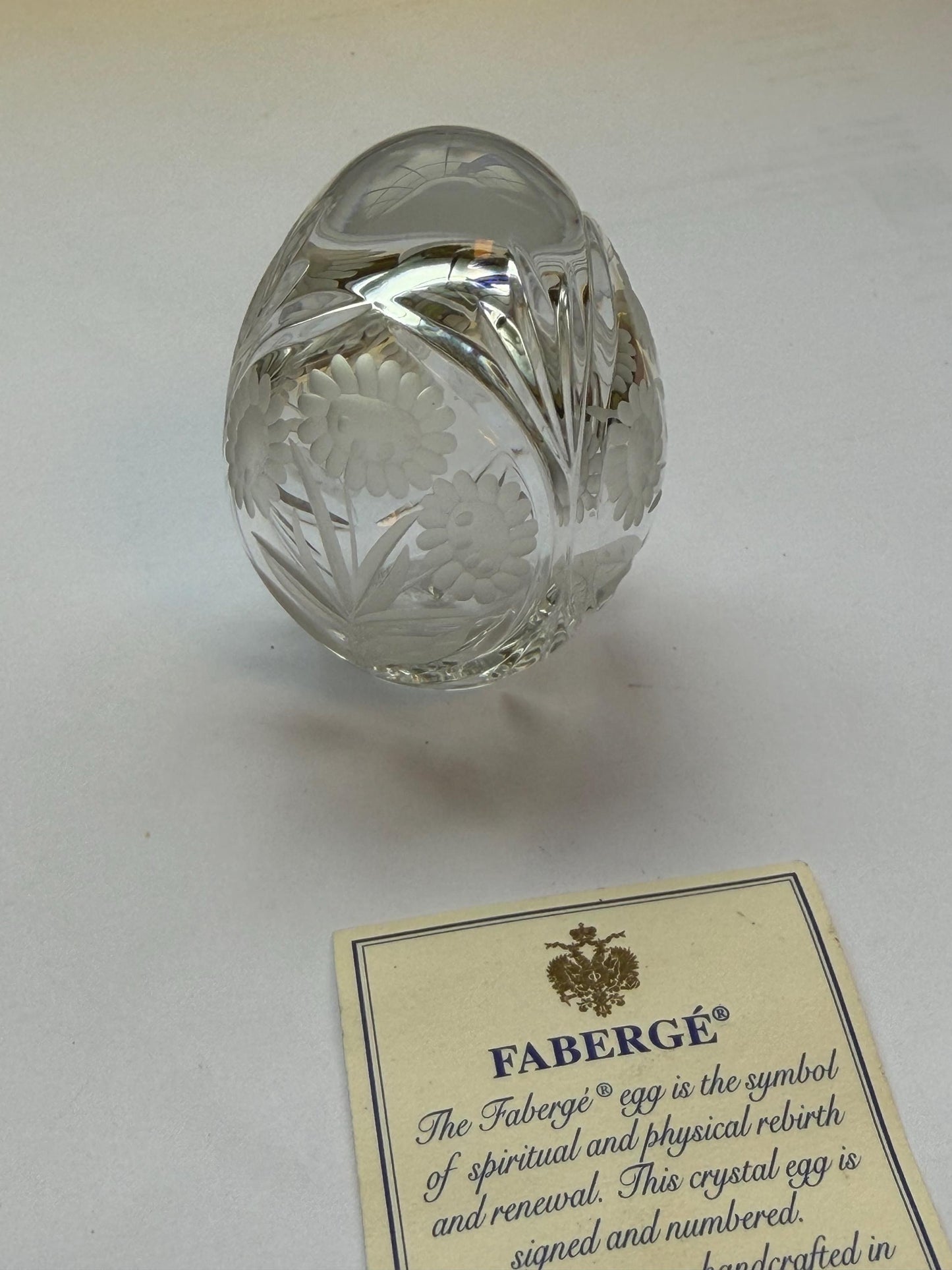 Faberge Crystal Egg, Limited Edition, signed, numbered faberge
