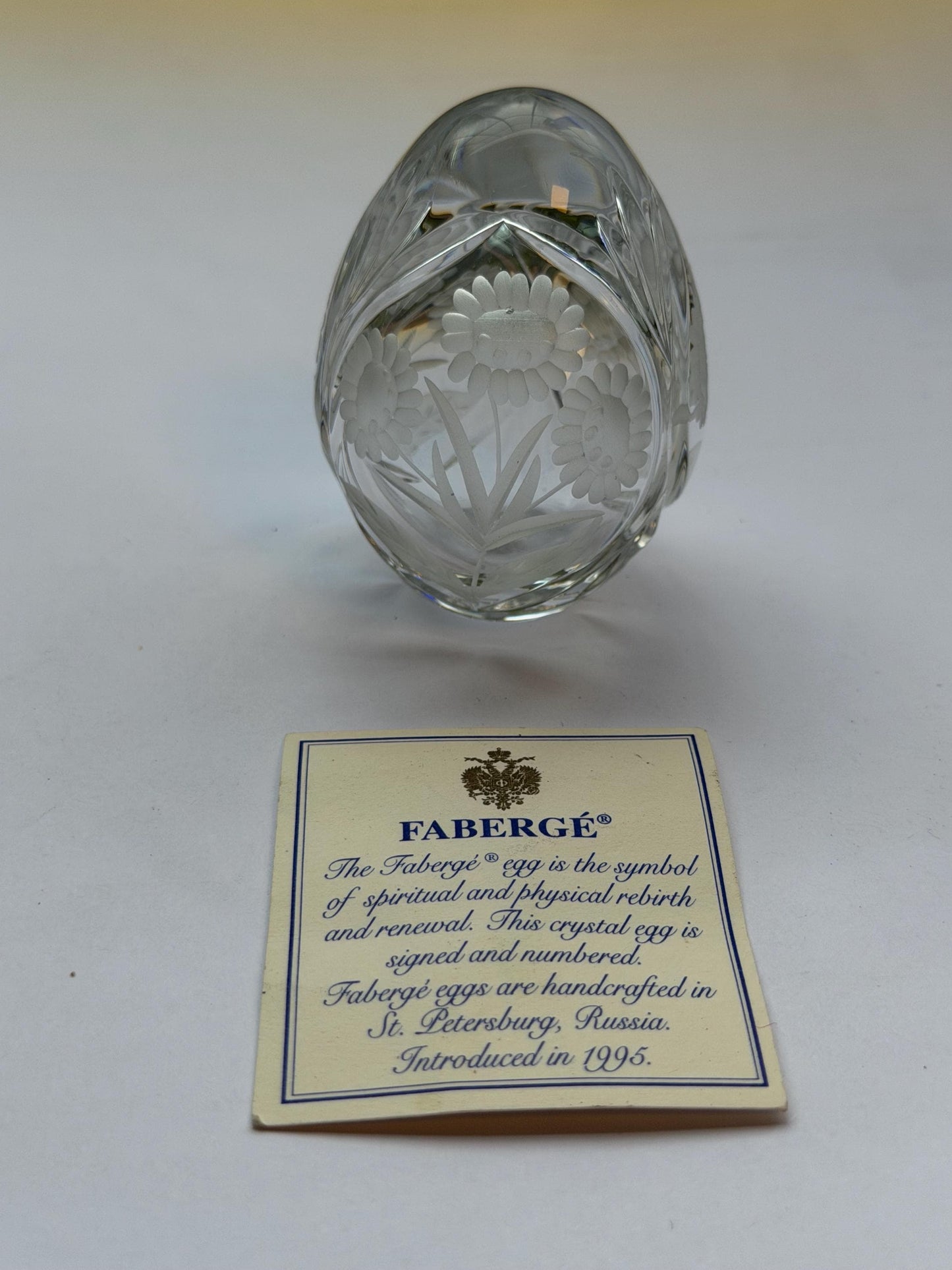 Faberge Crystal Egg, Limited Edition, signed, numbered faberge