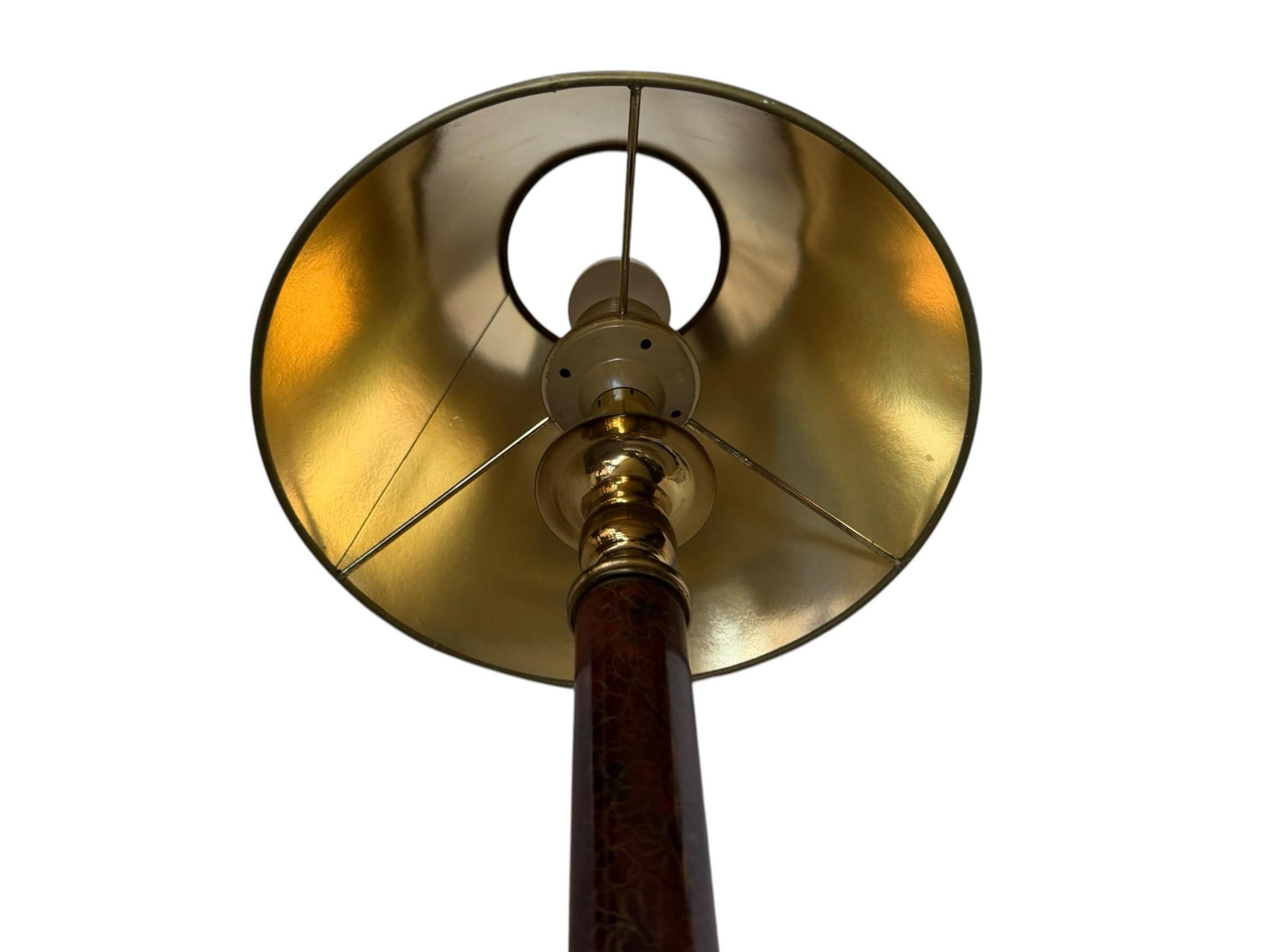 Vintage Deknudt Brass Table Lamp Belgium 1970s Hollywood Regency Floral Column light Original Shadeausema lights