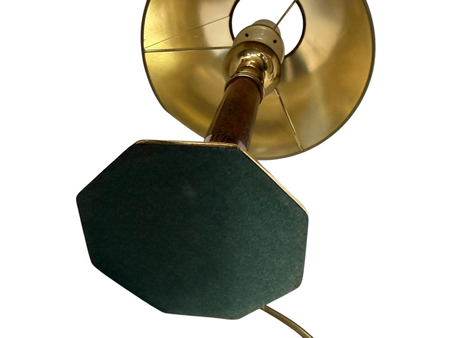 Vintage Deknudt Brass Table Lamp Belgium 1970s Hollywood Regency Floral Column light Original Shadeausema lights