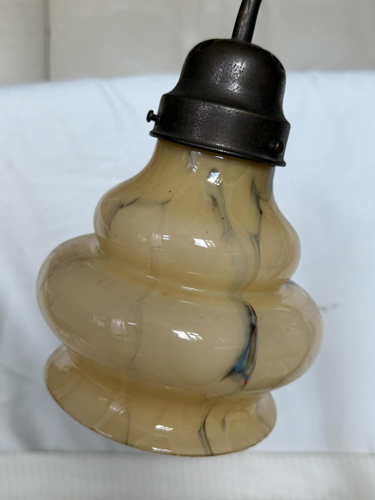 desklamp Antique Art Nouveau Brass Table Lamp Marbleized Opaline Glass Shade c1900 bulbous, opaline double gourd, organic art nouveau shade.