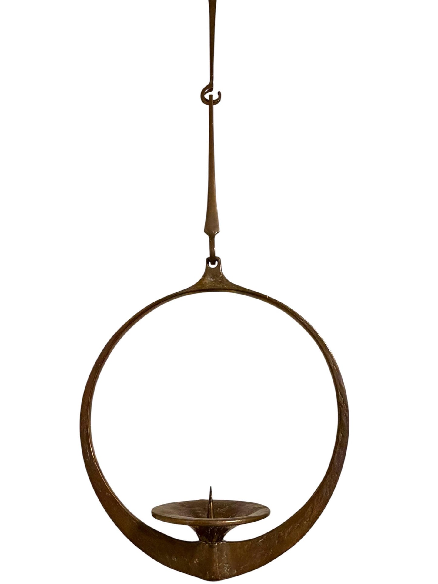 Harjes Metallkunst Bronze Hanging Candle Holder Brutalist Mid Century Germany designer ceiling light adjustable designer