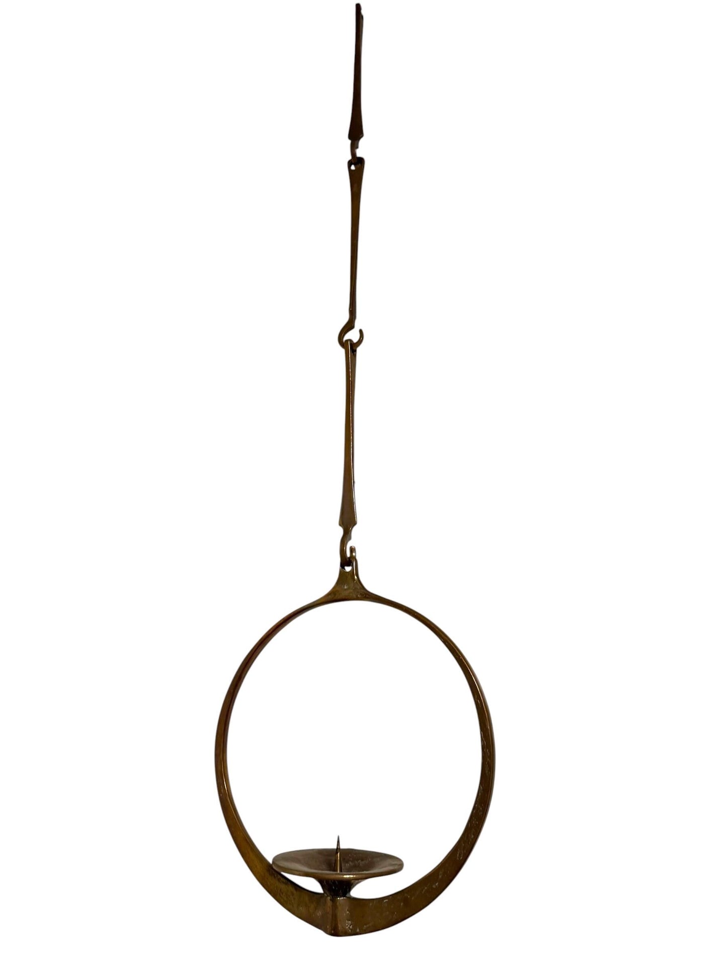 Harjes Metallkunst Bronze Hanging Candle Holder Brutalist Mid Century Germany designer ceiling light adjustable designer