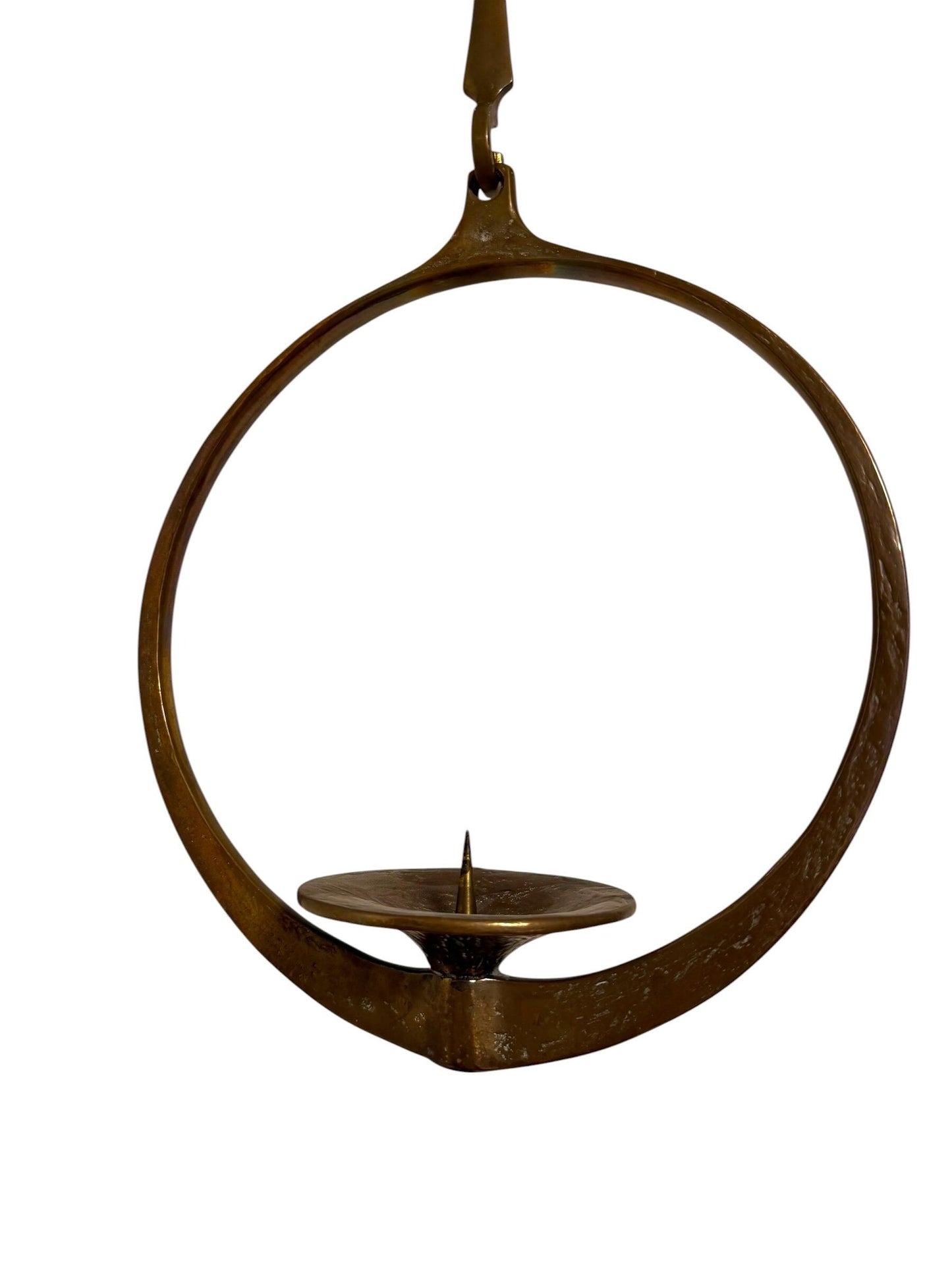 Harjes Metallkunst Bronze Hanging Candle Holder Brutalist Mid Century Germany designer ceiling light adjustable designer