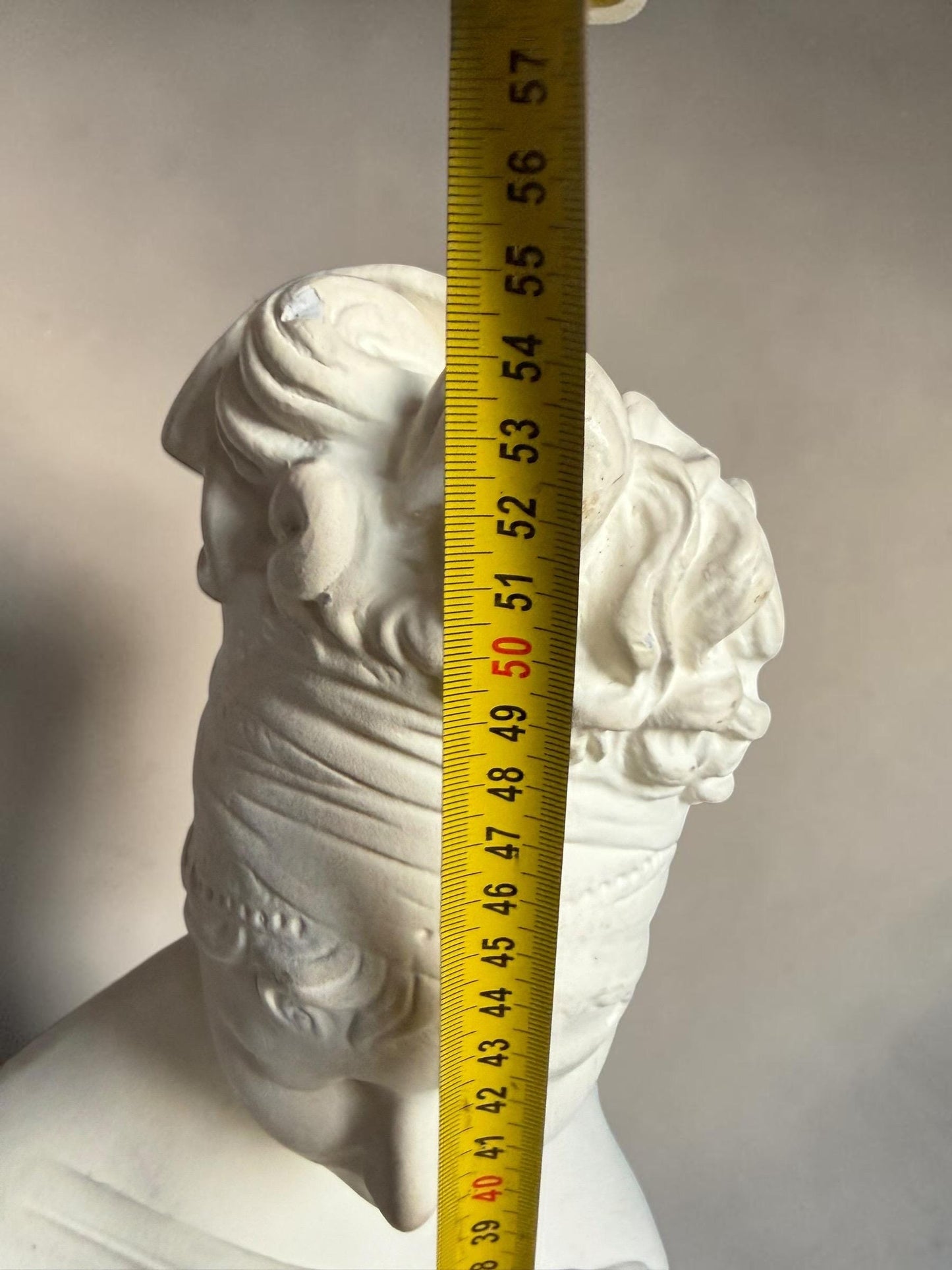 XL French Brocante Plaster Bust Romantic Lady Neoclassical Sculpture 55 cm Brocante classic antique. around 1920’s, France.