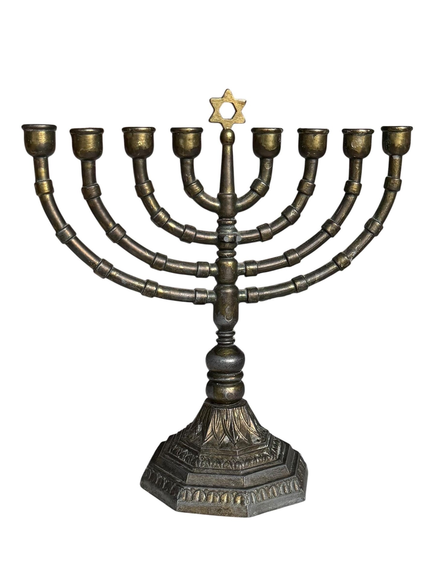 Hanukkah Menorah,  Jewish Candlestick, vintage copper brass antique