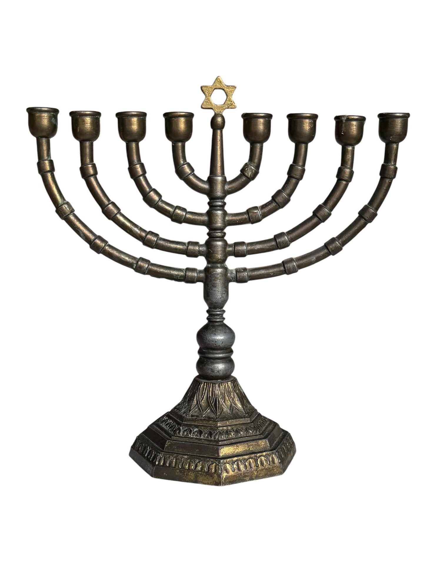 Hanukkah Menorah,  Jewish Candlestick, vintage copper brass antique