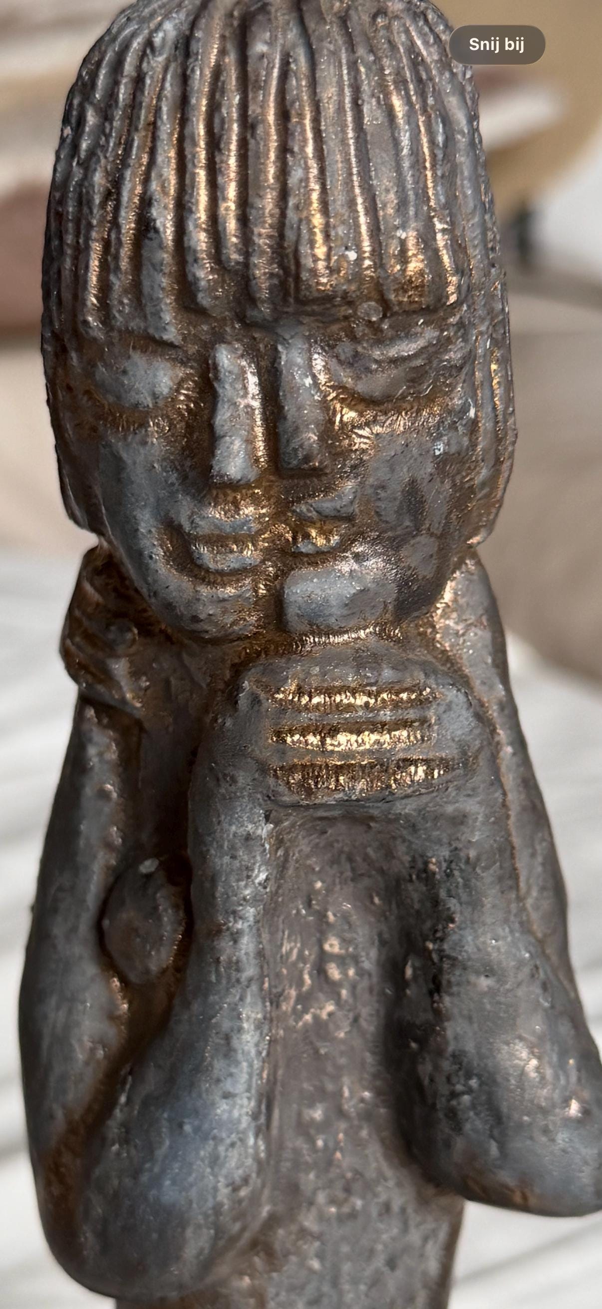 Bronze Janus Mask Figure from unknown Modernist, Sculpture, bronze patinated copper on Marble Base midcentury modern 26 cm wunderkammer