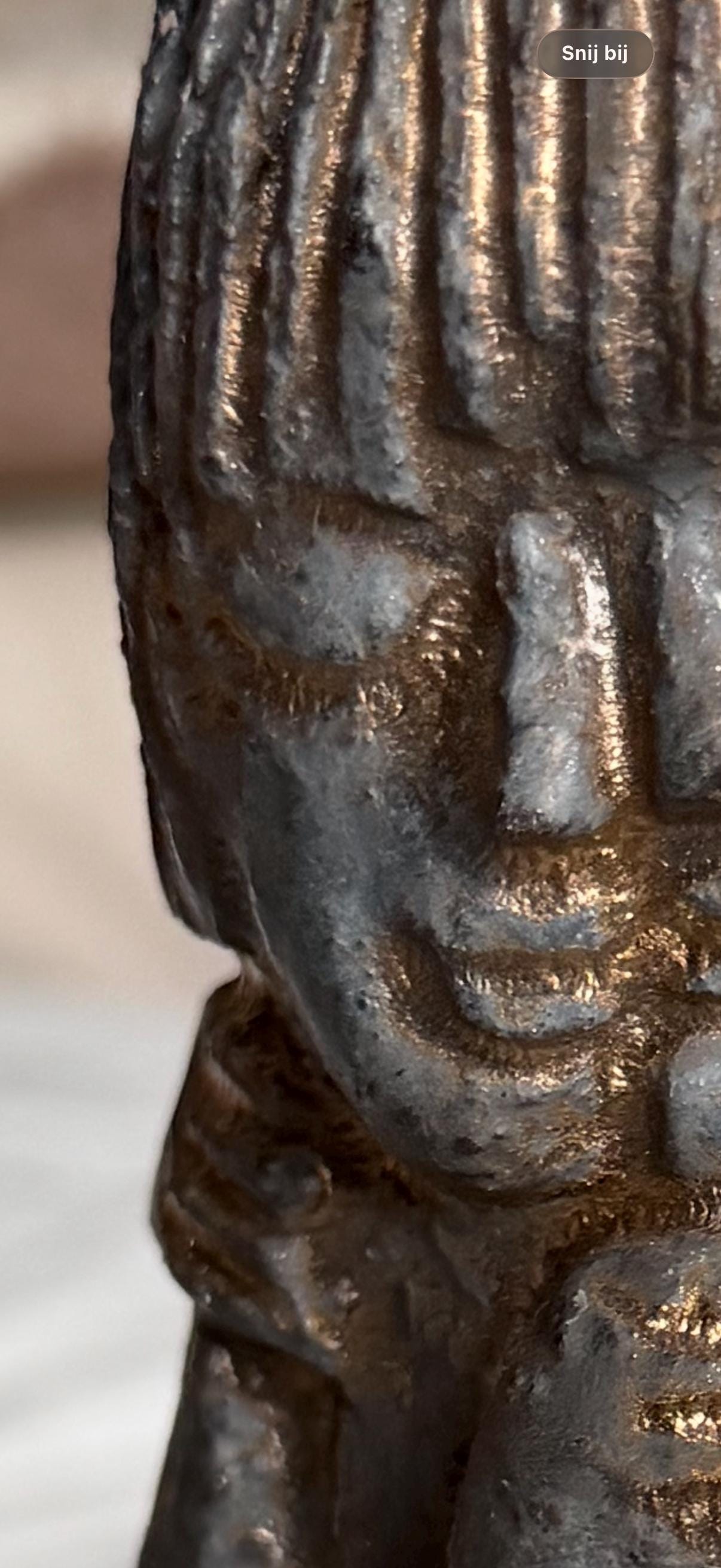 Bronze Janus Mask Figure from unknown Modernist, Sculpture, bronze patinated copper on Marble Base midcentury modern 26 cm wunderkammer