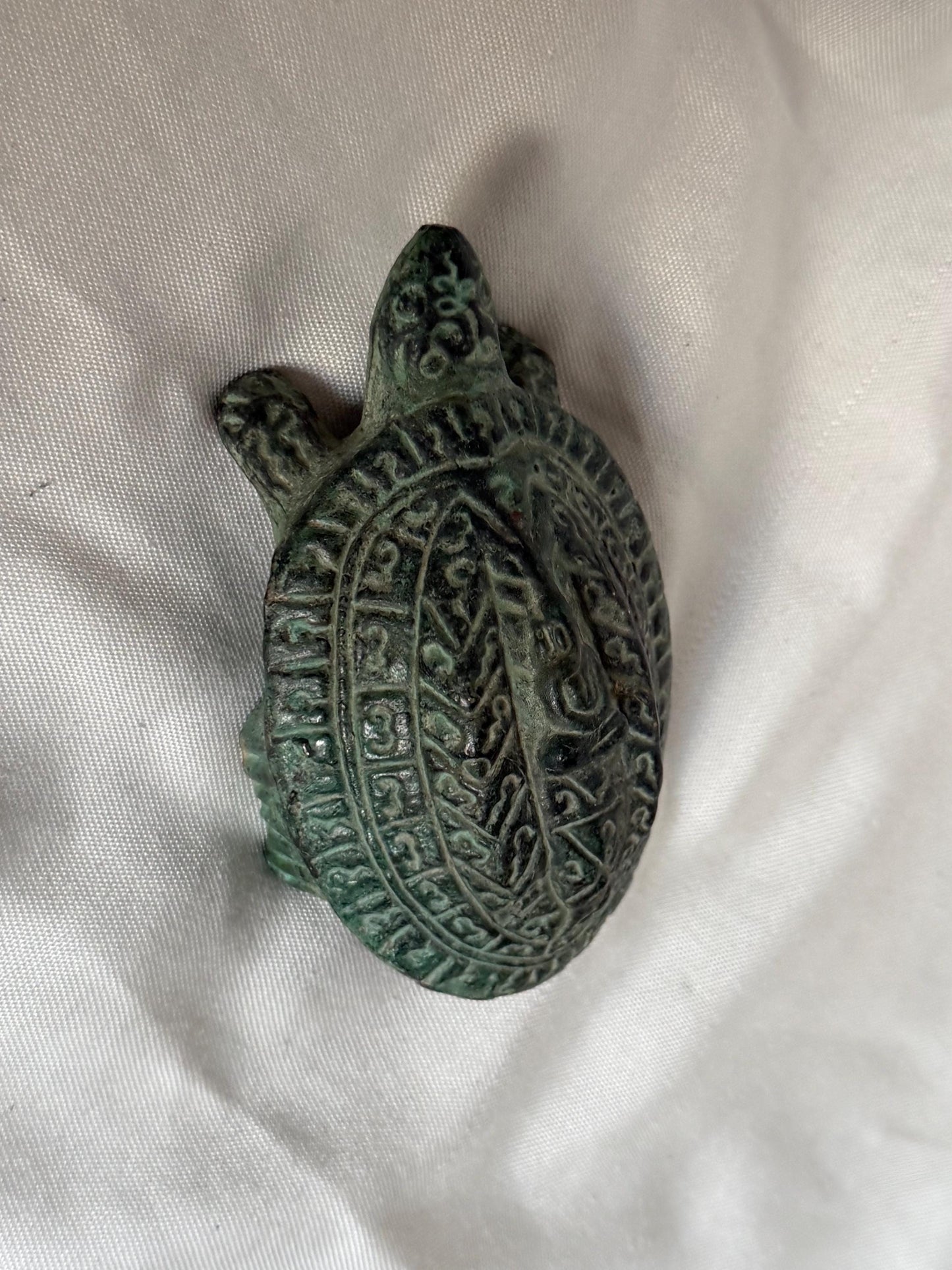 Vintage Tibetan Bronze Turtle with Buddhist Symbols, Traditionally associated with longevity, protection, good fortune, asian & ethnographic
