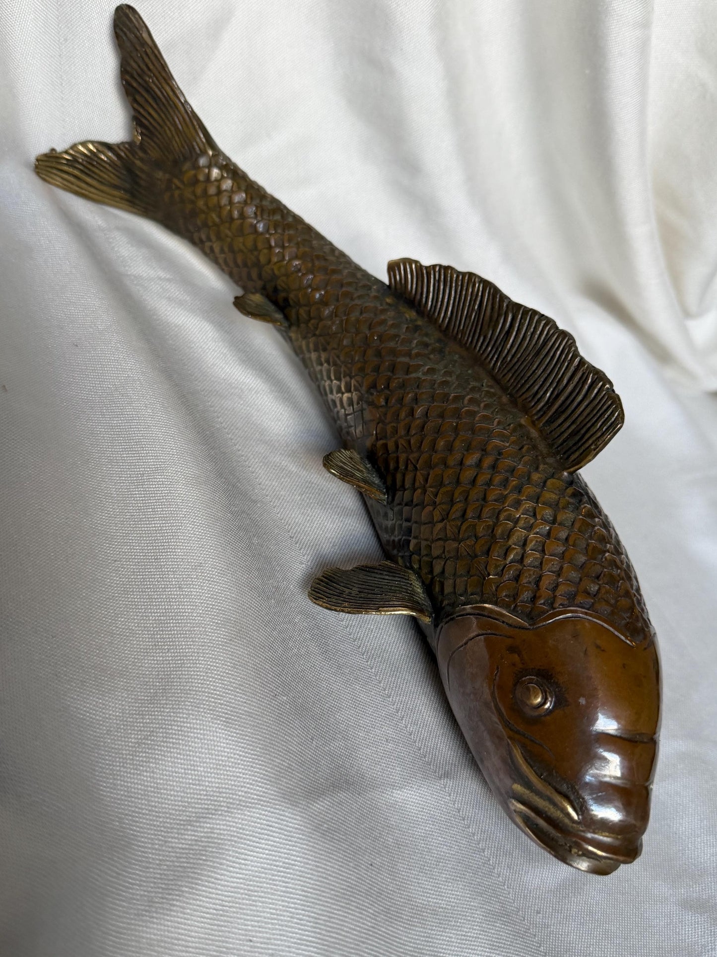 High quality Large Japanese Bronze Koi Fish Sculpture 30 cm