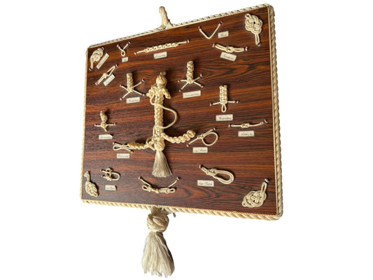 Large  Maritime Knot rope ways of knotting  Display Board. Juist Island, Germany, vintage boat ship deco