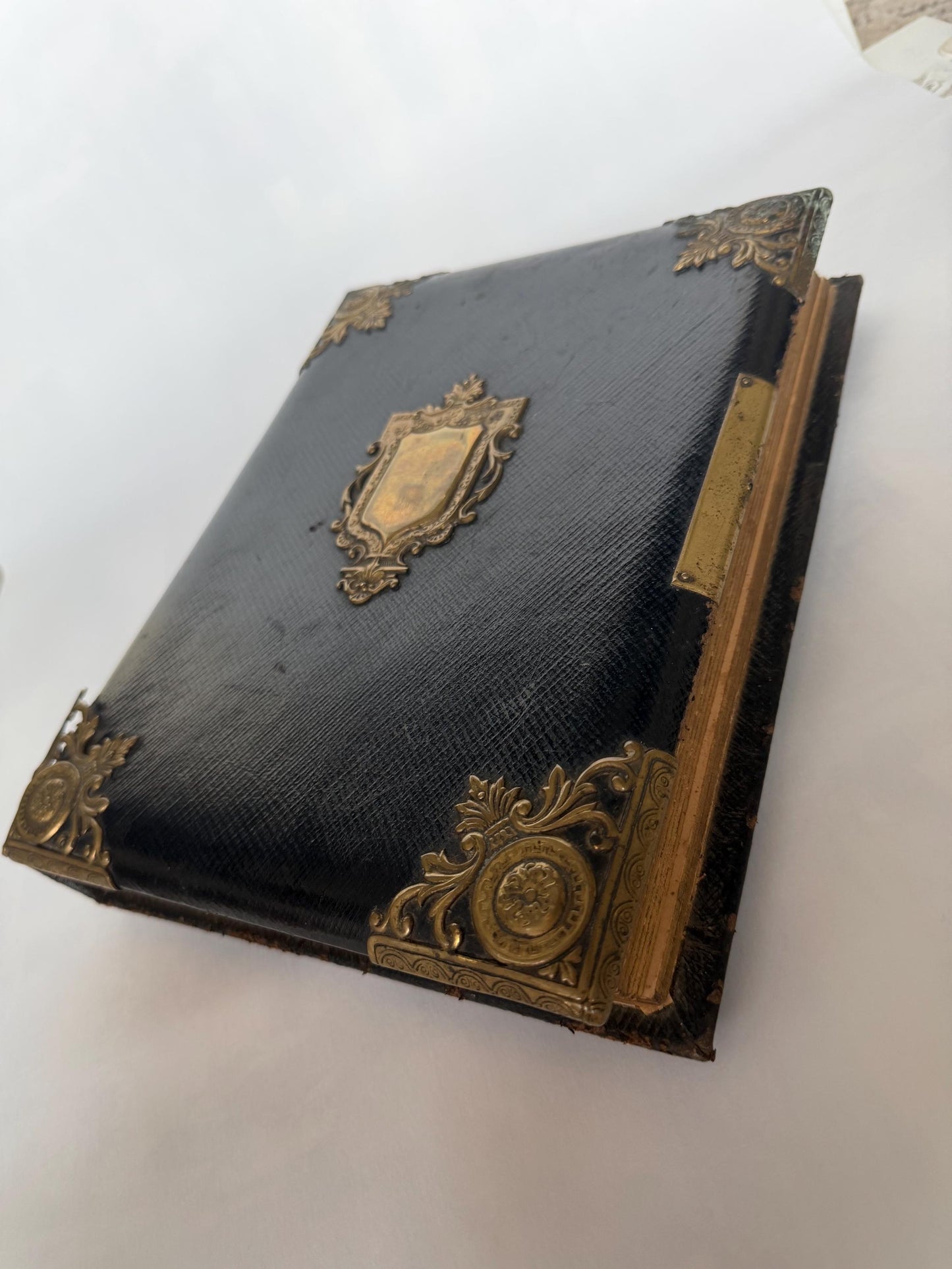 Victorian xl Photo Album, Ornate gold metal Mounts, 19th century. 28 cm.