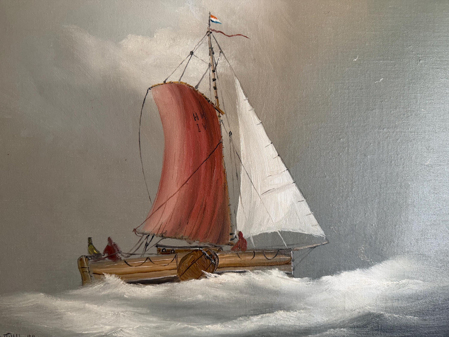 Paul J Wintrip RA - Sailing Vessel - framed oil painting, perfect dramatical sky. painting from ausema dutch art galleryartgallery