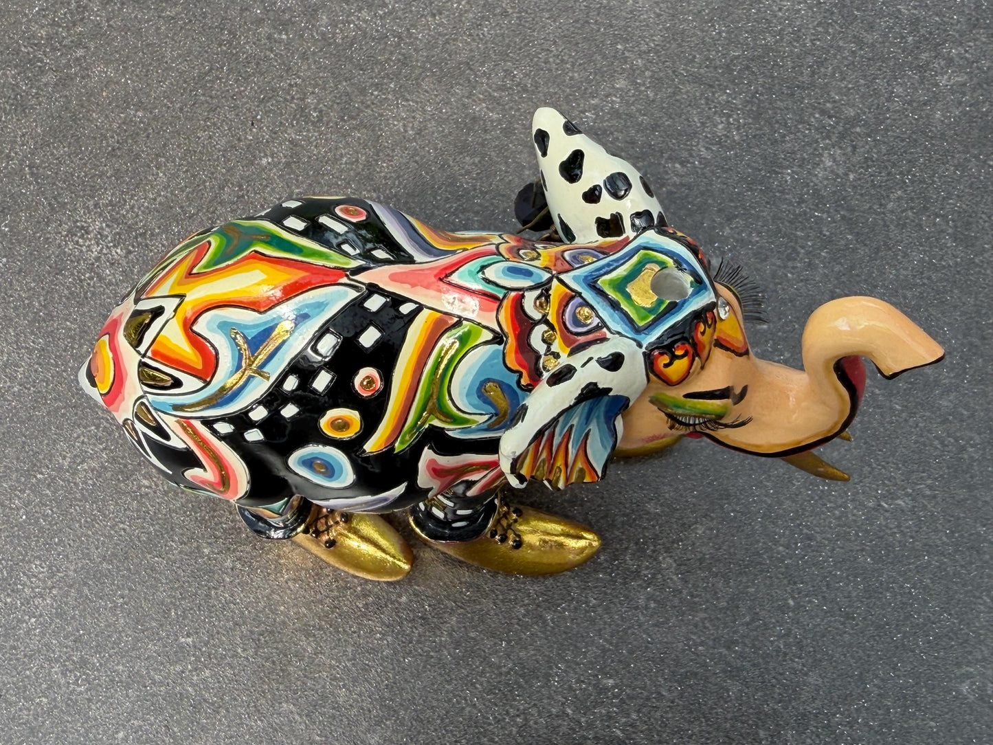 Tom’s Drag designer objects, Retired fancy Elephant & prince Frog Figurines – Hand Painted Collectible Figures by Tom Hoffmann