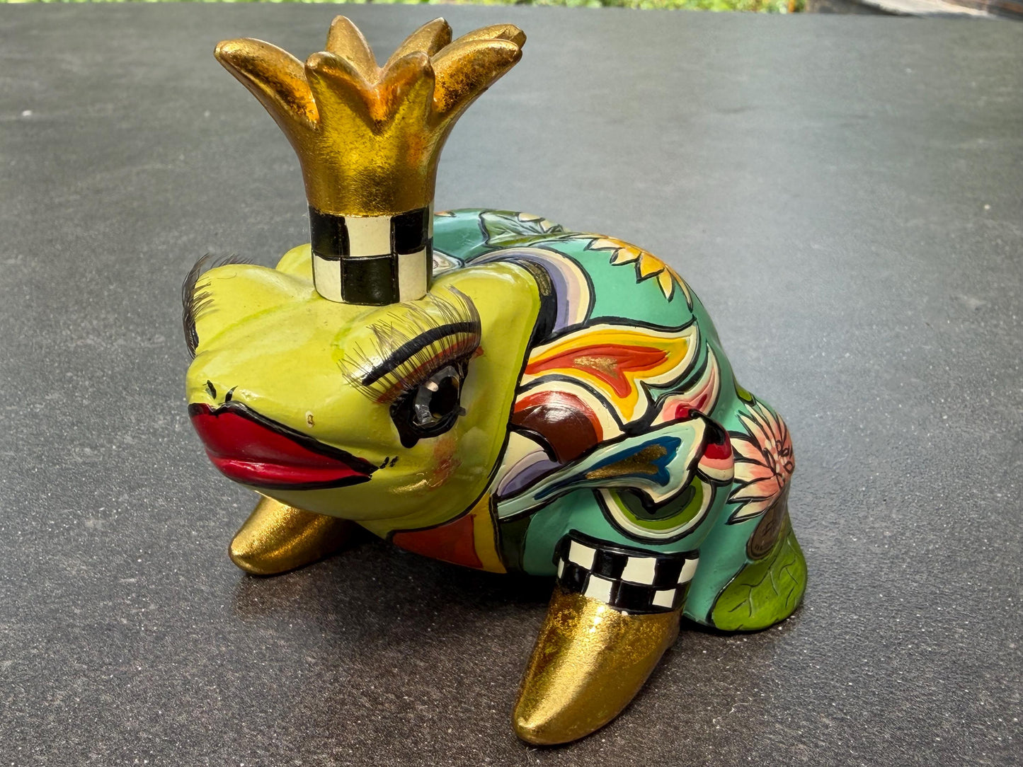 Tom’s Drag designer objects, Retired fancy Elephant & prince Frog Figurines – Hand Painted Collectible Figures by Tom Hoffmann