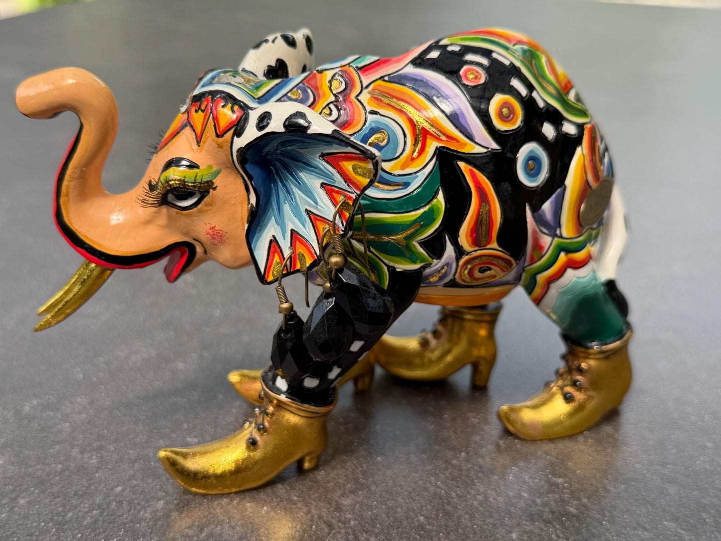 Tom’s Drag designer objects, Retired fancy Elephant & prince Frog Figurines – Hand Painted Collectible Figures by Tom Hoffmann