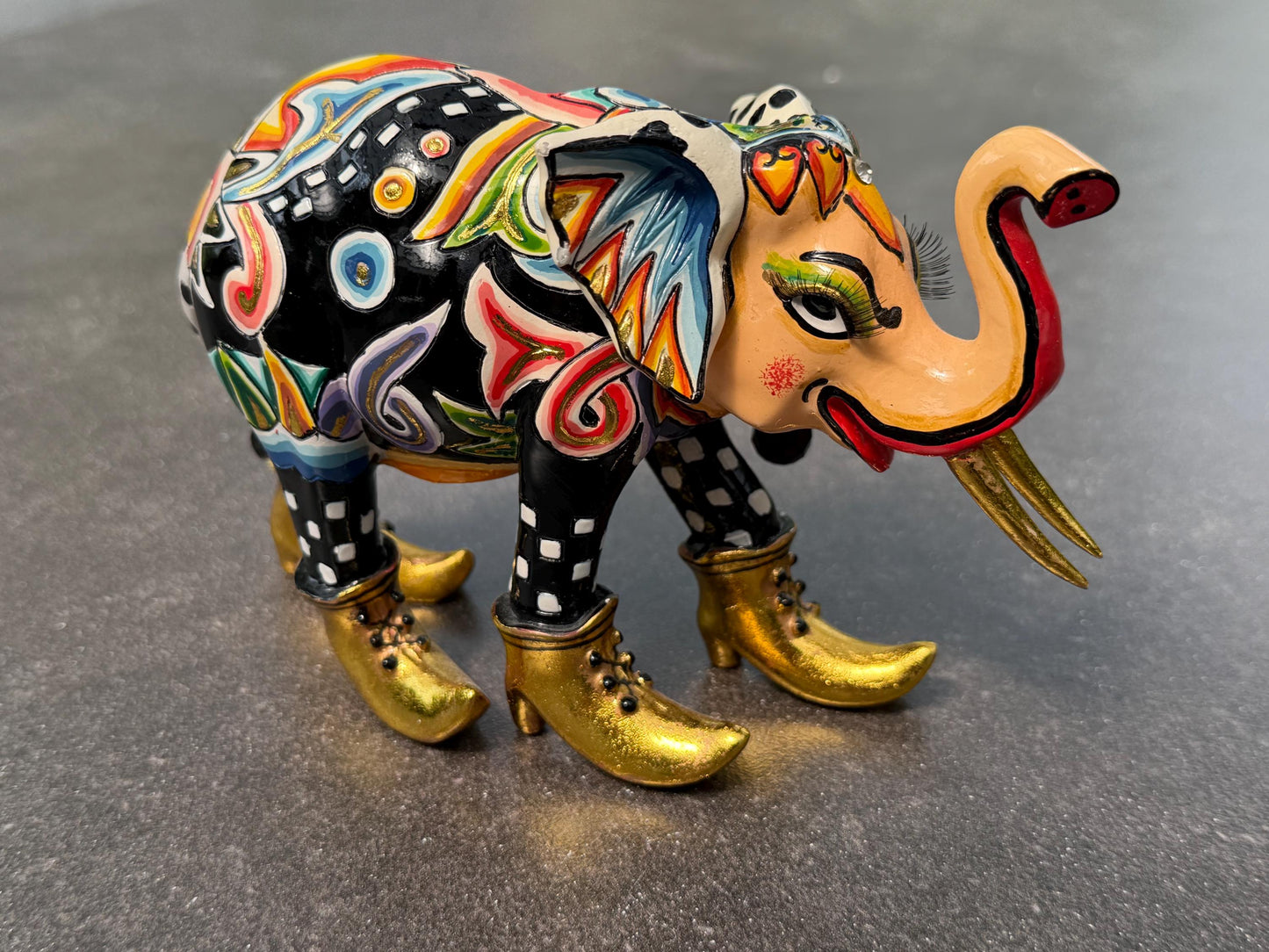 Tom’s Drag designer objects, Retired fancy Elephant & prince Frog Figurines – Hand Painted Collectible Figures by Tom Hoffmann