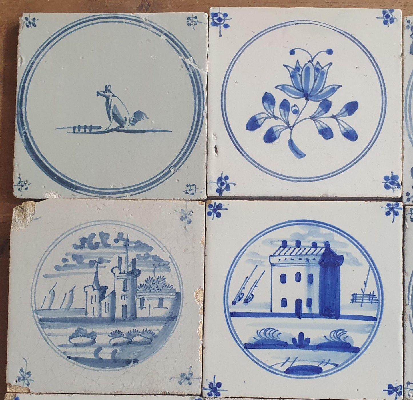 Reserved carolina 16 x Antique Delft Mix Tiles, 18th-19th  Century Dutch Wall Decor. Landscapetile