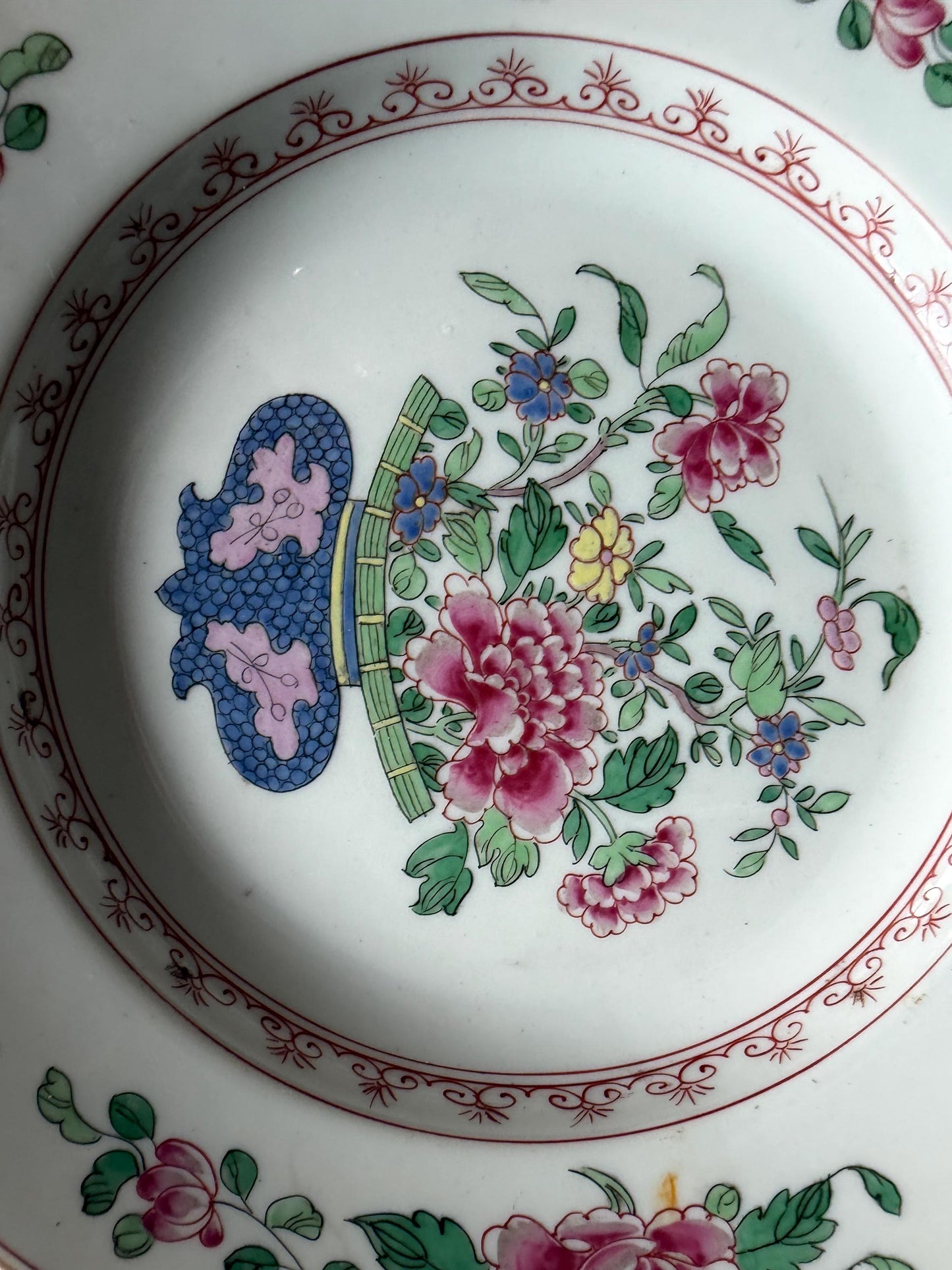 Set of Three Antique Chinese Export Famille Rose Porcelain Soup Plates Qianlong asian antiques 18th