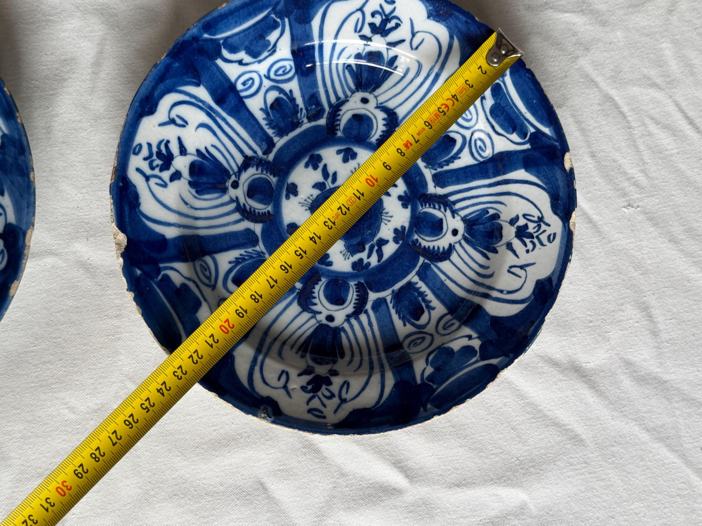 Antique Delft blue Plates, dutch pottery,  Handpainted Decor, 18th Century (Set of 2) wallplates