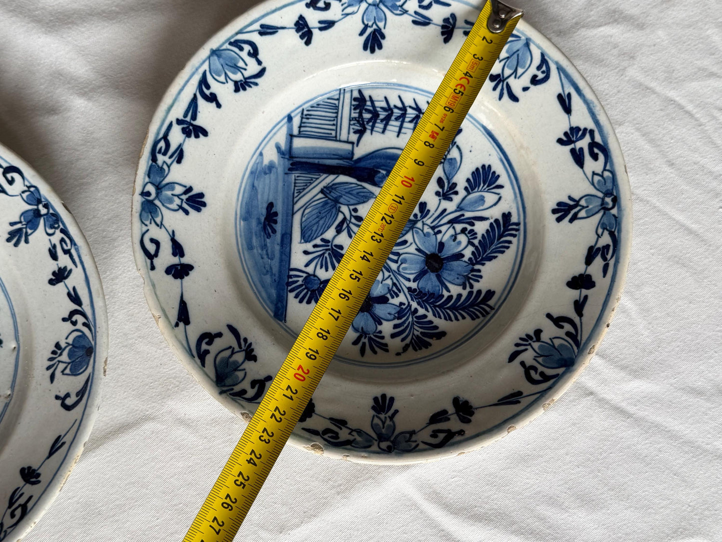 Antique pair of  Delft blue Plates,  dutch pottery,  Handpainted Decor, 18th Century (Set of 2) wallplates birds