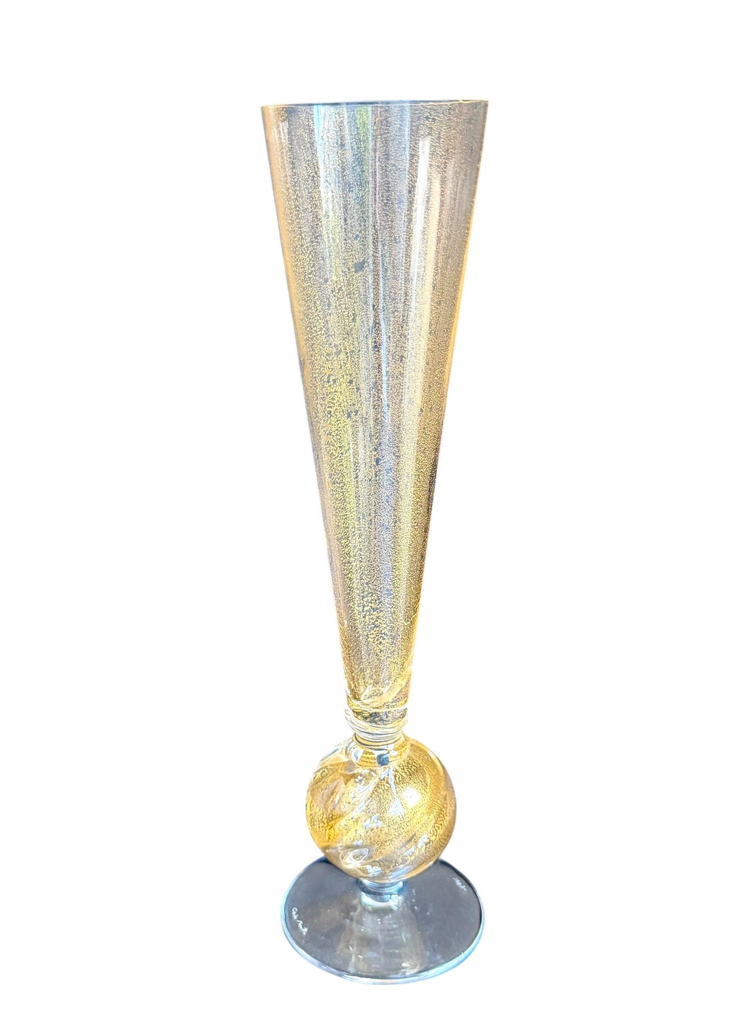 Set of 6 Carlo Moretti Murano Champagne Flutes, Signed Collectible Stem Glass exclusive designer luxury tableware