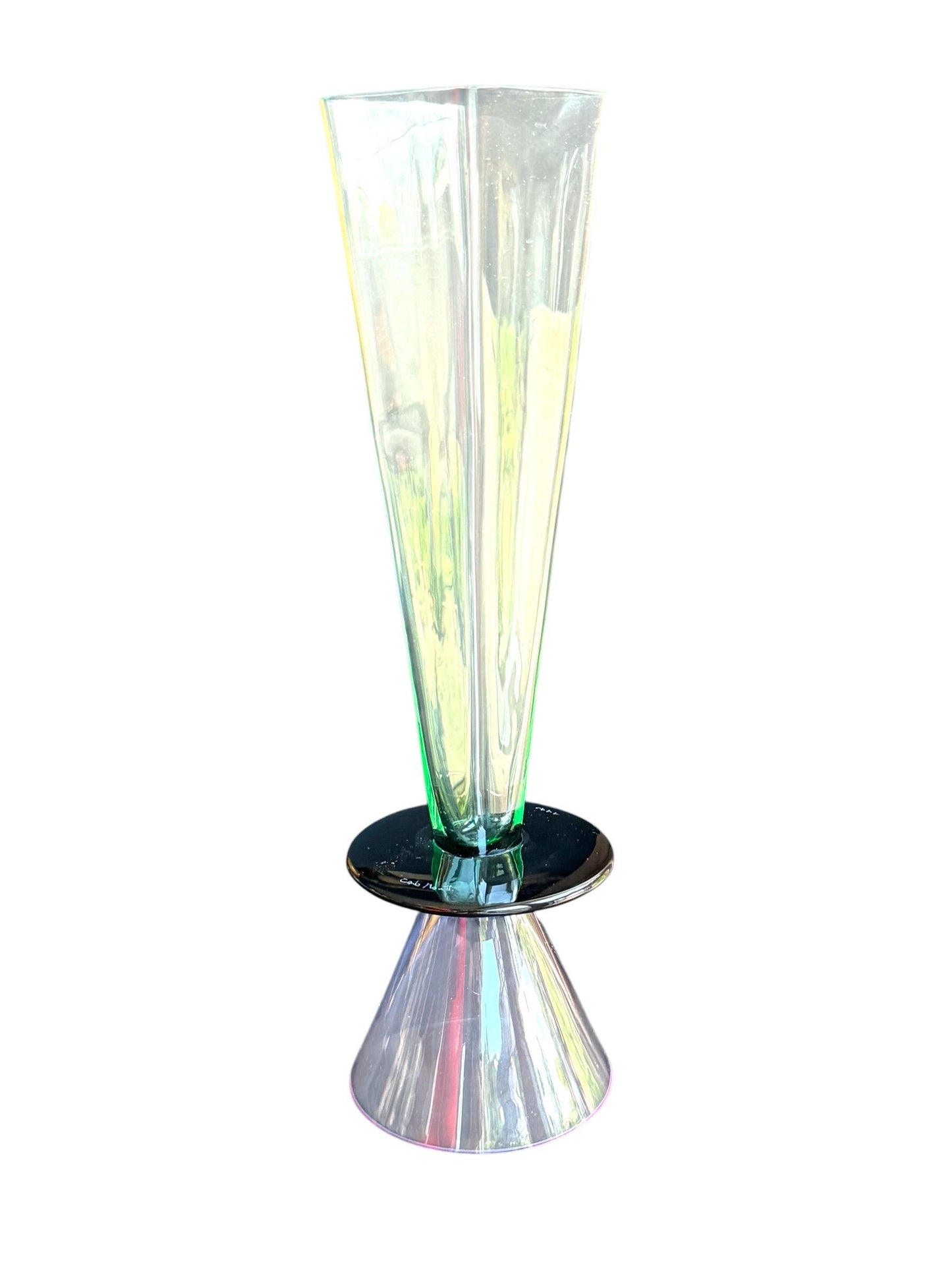 Set of 6 Carlo Moretti Murano Champagne Flutes, Signed Collectible Stem Glass exclusive designer luxury tableware