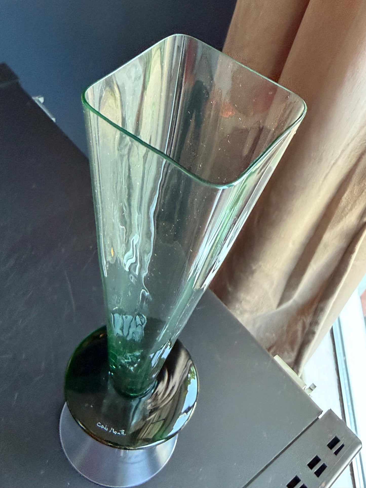 Set of 6 Carlo Moretti Murano Champagne Flutes, Signed Collectible Stem Glass exclusive designer luxury tableware