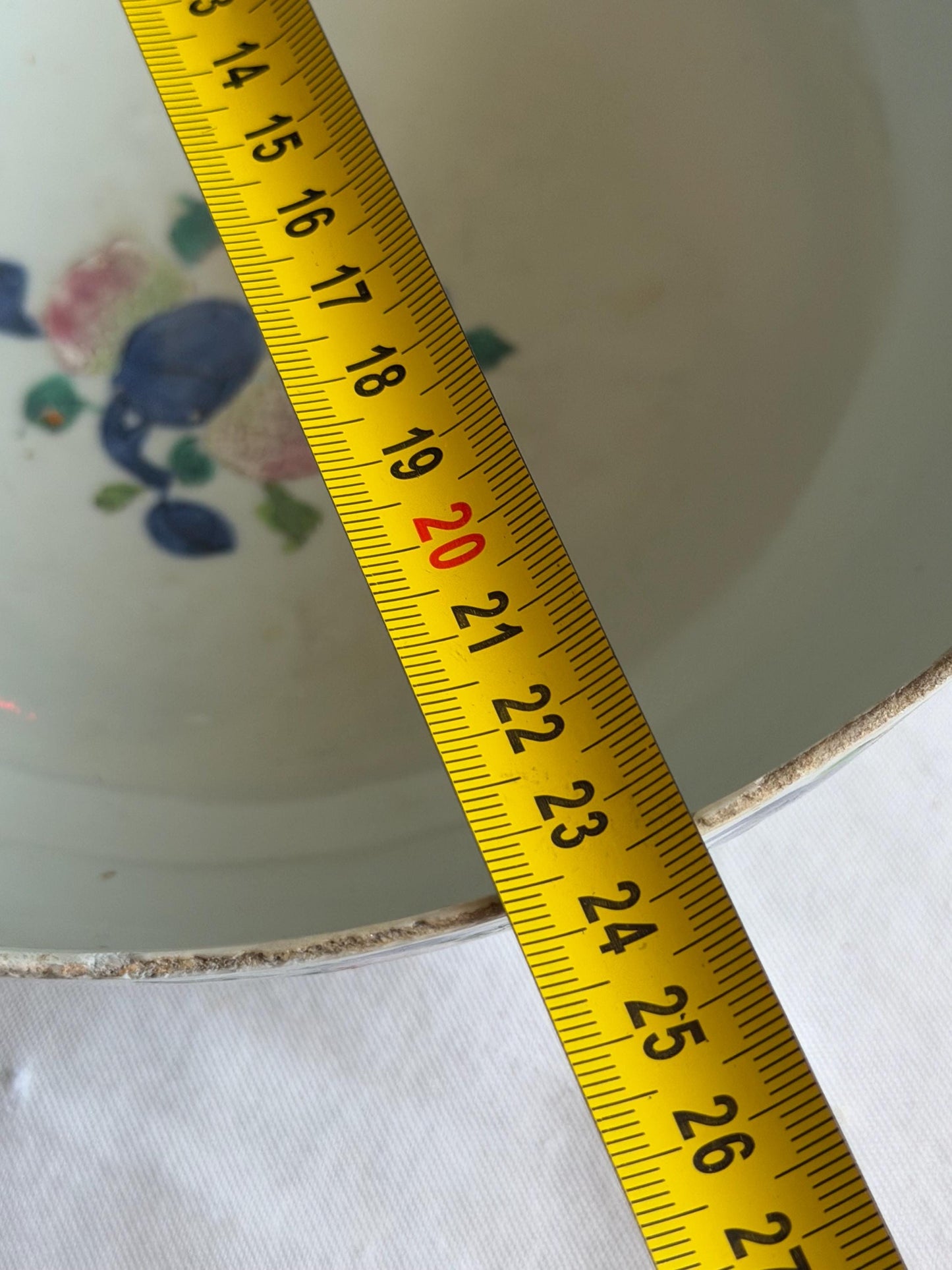 Large 19th Century Chinese Fencai Porcelain Bowl with Peaches, Pomegranates and Finger Citrons