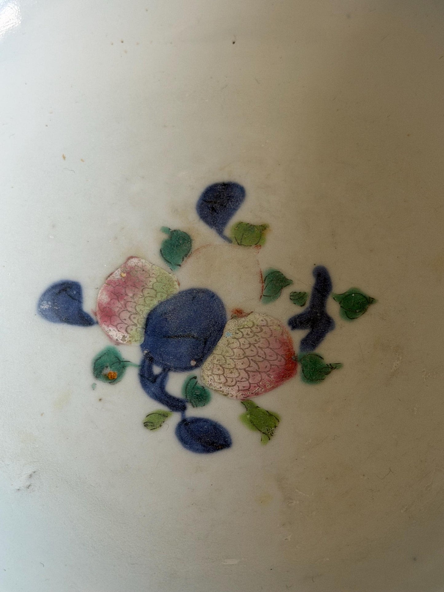 Large 19th Century Chinese Fencai Porcelain Bowl with Peaches, Pomegranates and Finger Citrons