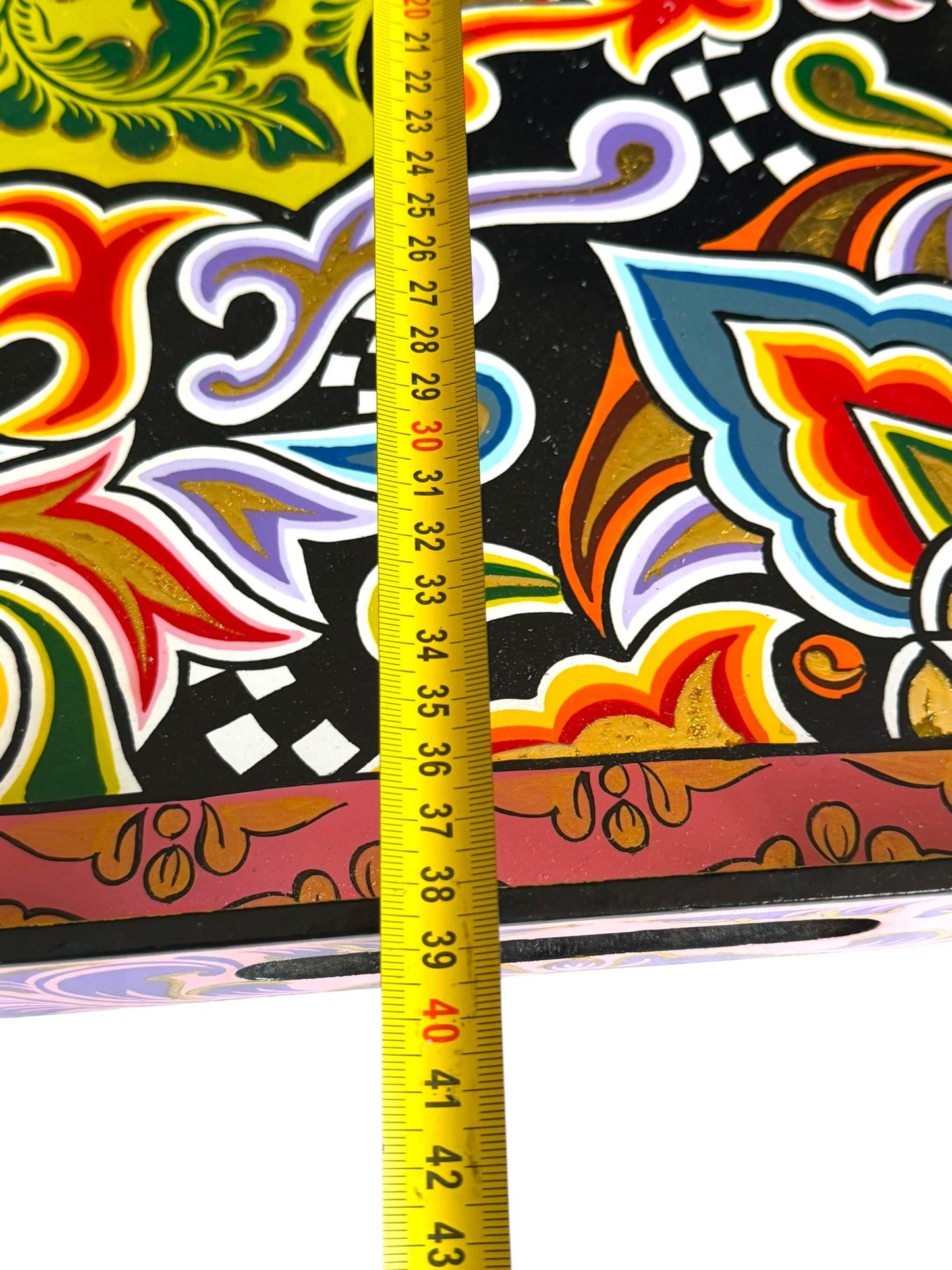 Tom’s Drag designer serving Tray on Feet – Colorful Collectible , Retired  – Handpainted object on heels by Tom Hoffmann, tomscompany 39 cm