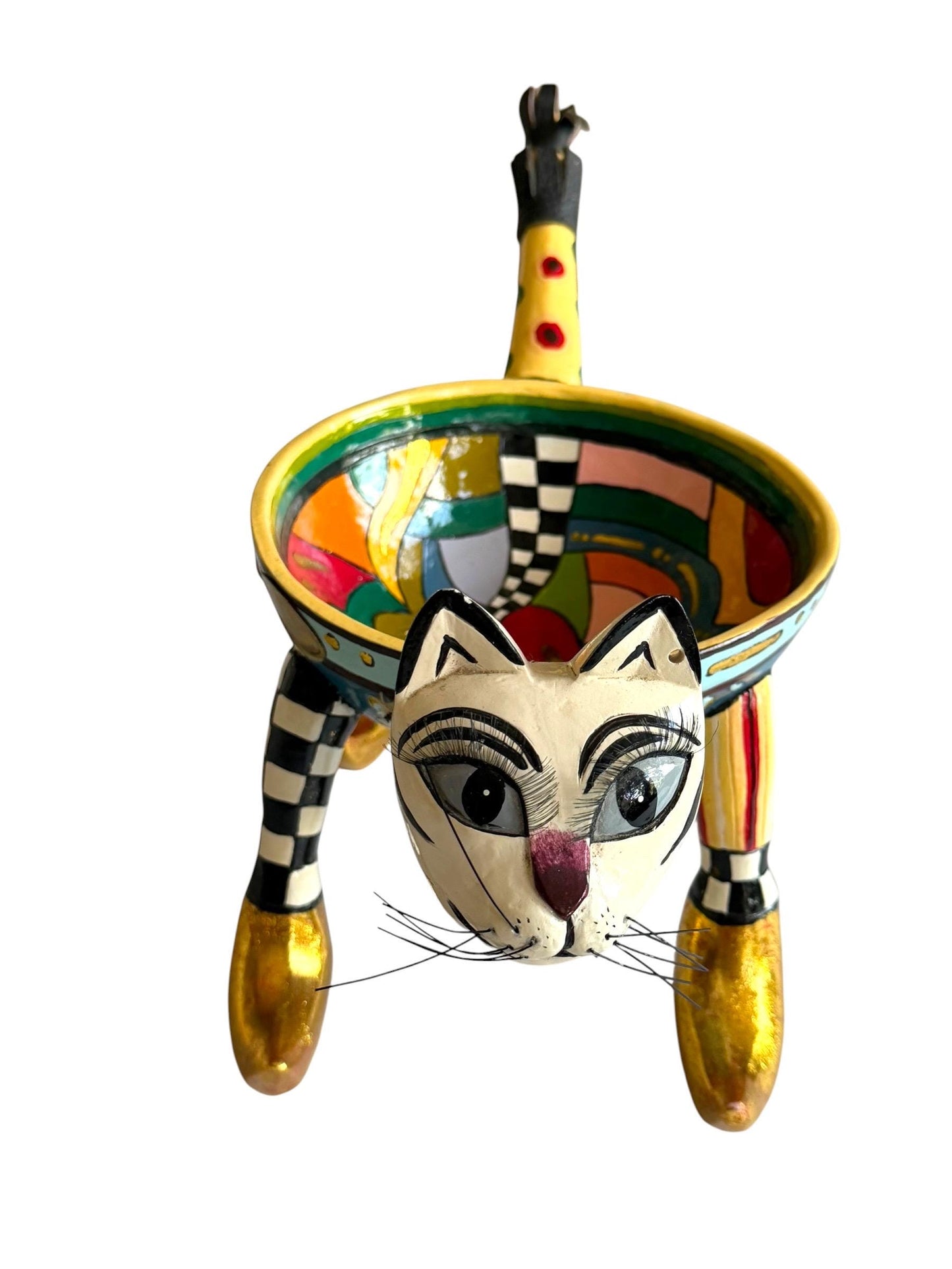 Tom’s Drag Cat Bowl – Hand-Painted Decorative Collectible by Tom Hoffmann – 33 cm, retired collectible