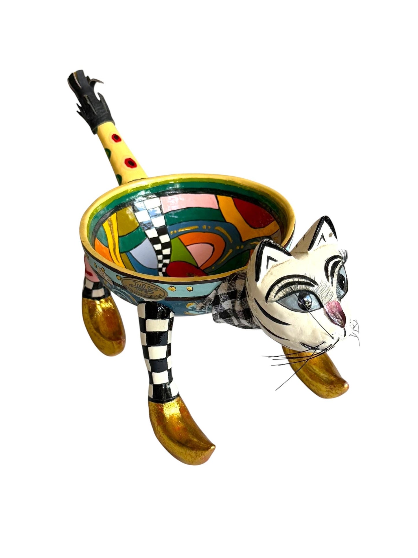 Tom’s Drag Cat Bowl – Hand-Painted Decorative Collectible by Tom Hoffmann – 33 cm, retired collectible