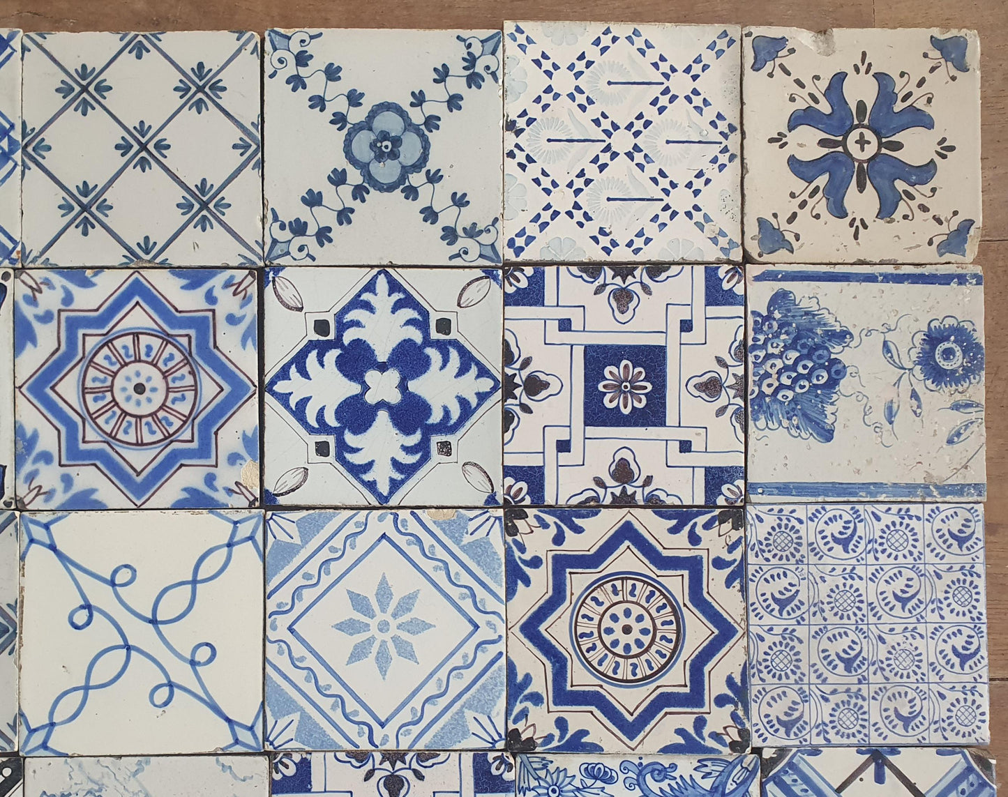45 x Dutch Delft Blue Tile Ormanent, mix, 18th-19th century, antique collectable and backsplash fireplace kitchen tiles. ornamenttile