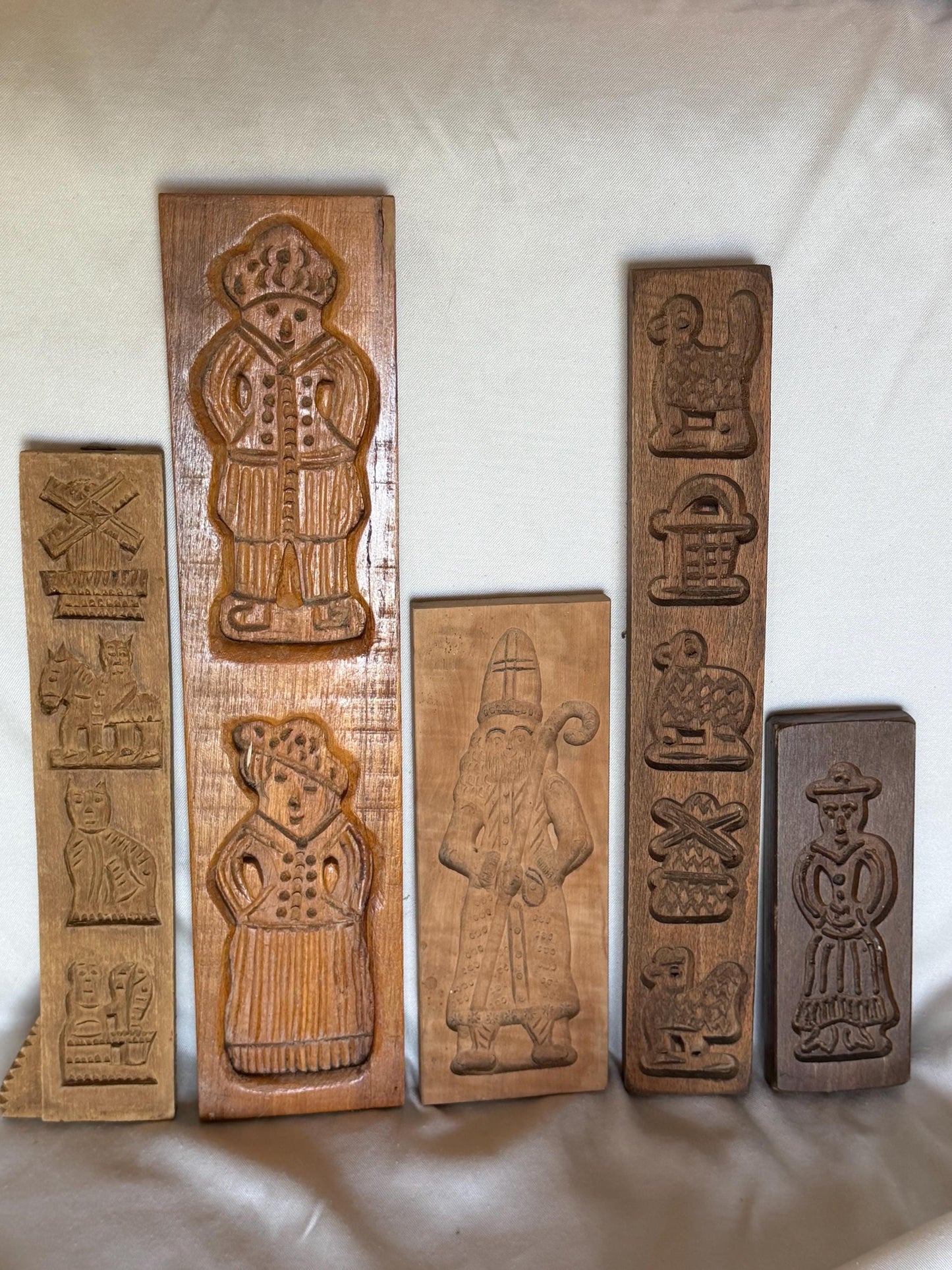 Antique Dutch Speculaas wood Cookie Mold Set wooden handcarved kitchen shelf, Antique holland Mold Set Hand-Carved Wooden baking cake Boards