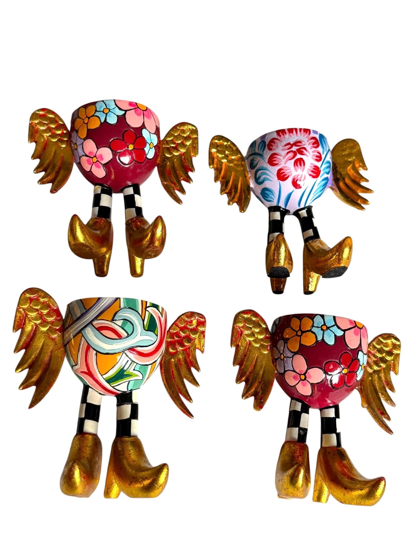 Toms Drag - thomas hoffmann , Set of 4 Designer Egg Cups with Wings – Retired Hand Painted Collectible by Tom’s Company eierdopjes