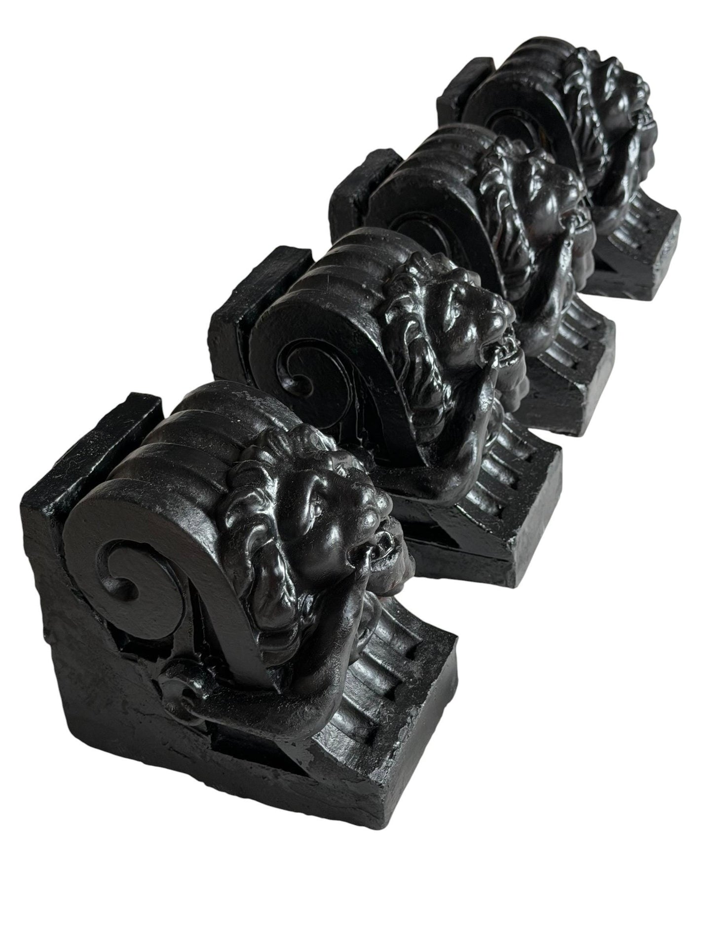Set of 4 Art Nouveau Architectural Plaster Corbels with Grotesque Lion Masks, ca. 1900 Antique consoles ornament