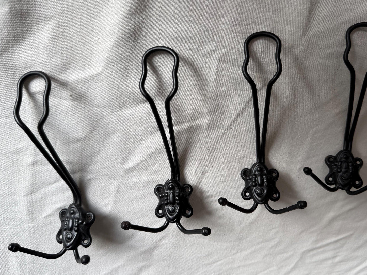 Vintage Dutch Coat Hooks Set of 4, Double Hooks