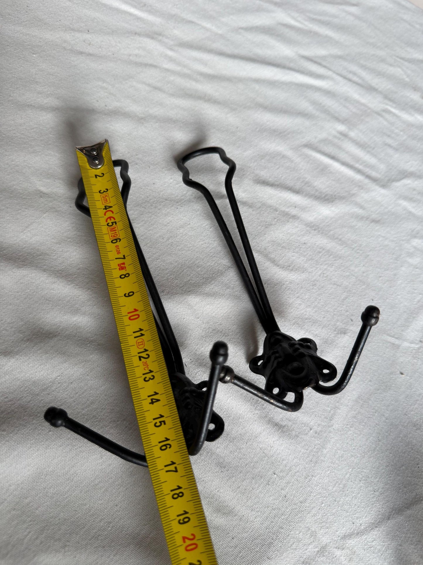 Vintage Dutch Coat Hooks Set of 4, Double Hooks