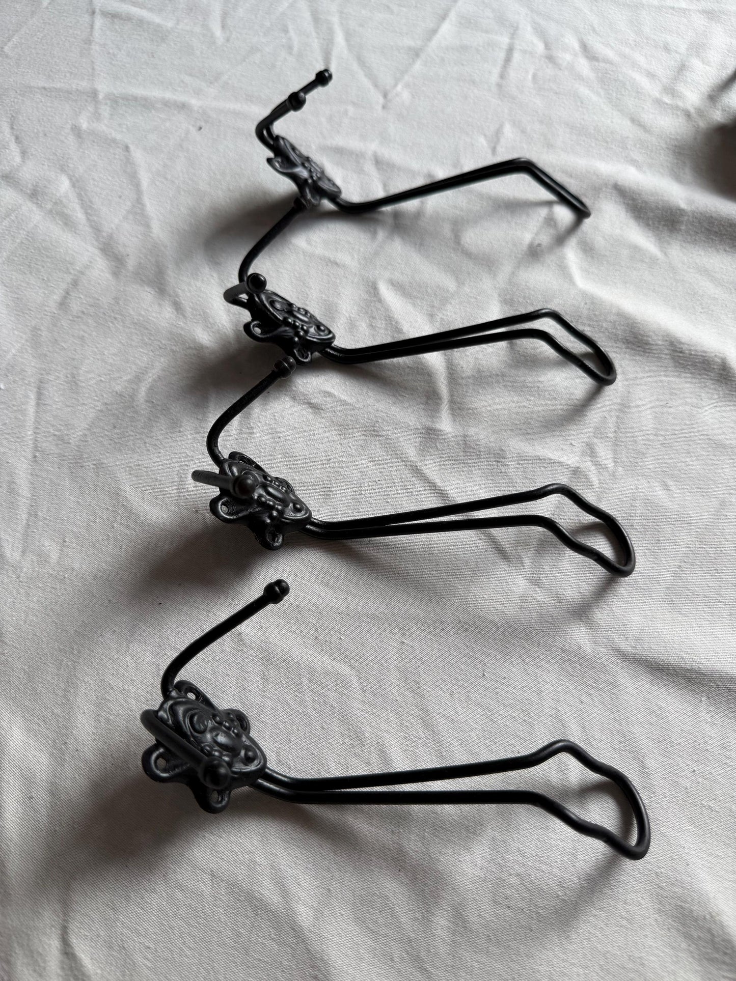 Vintage Dutch Coat Hooks Set of 4, Double Hooks
