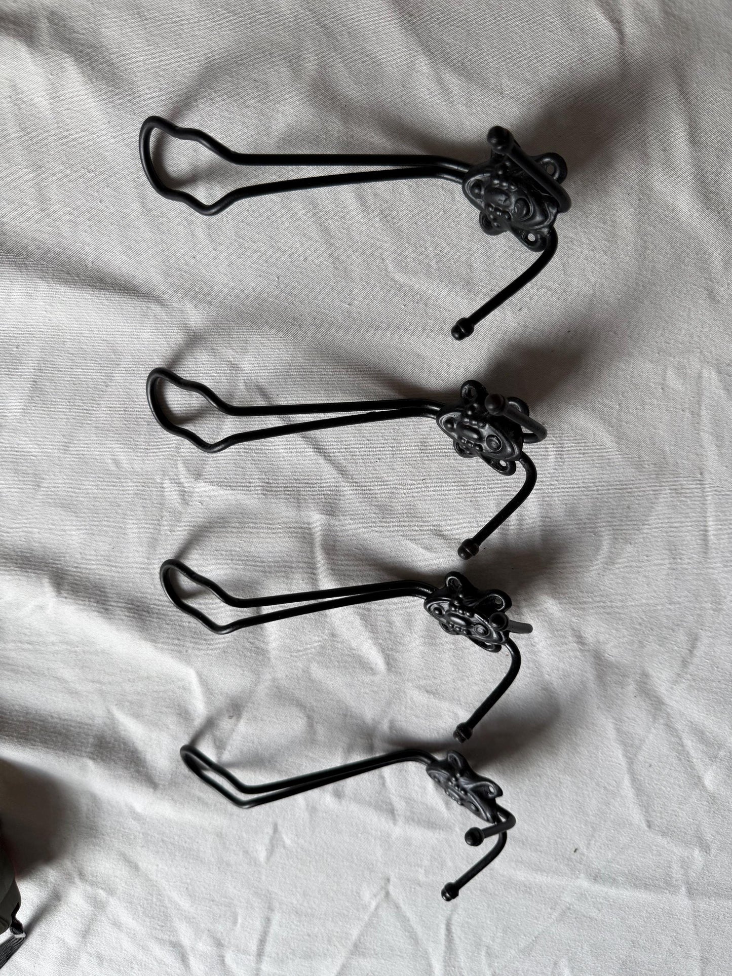 Vintage Dutch Coat Hooks Set of 4, Double Hooks
