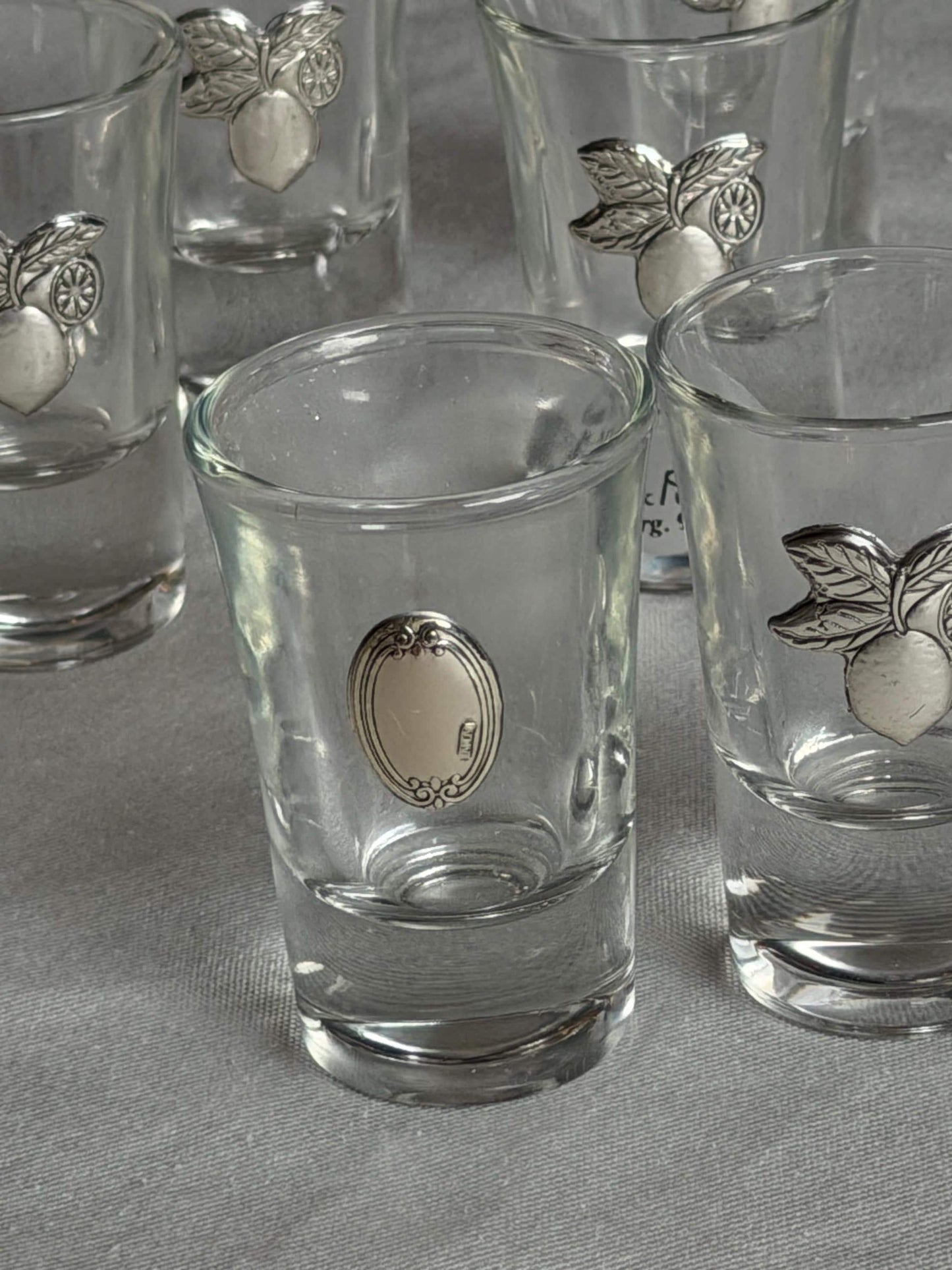 Limoncello drinking game,  925 silver glasses, liquer crystal , vintage italy,