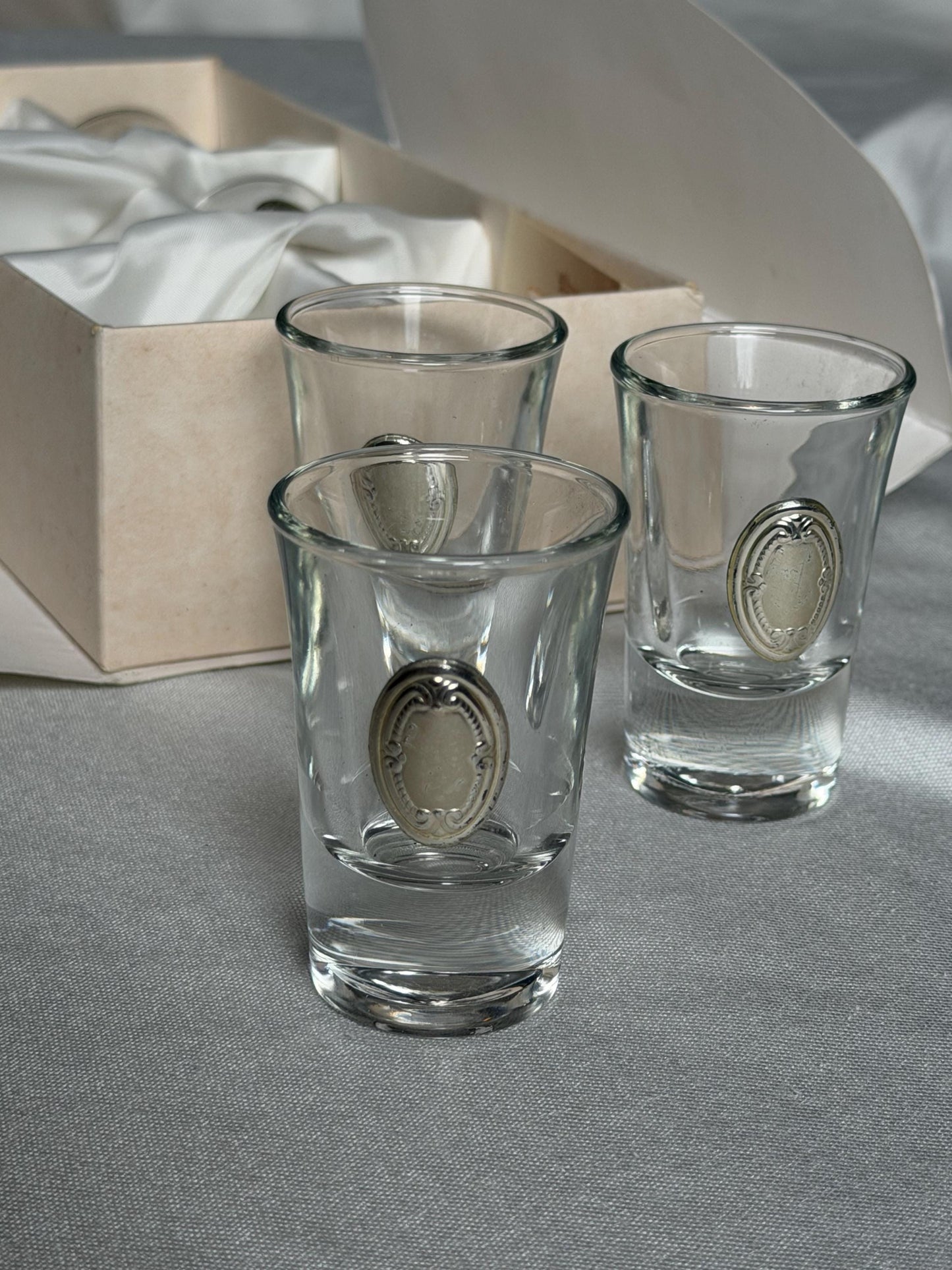 Limoncello 925 silver glasses, liquer crystal , vintage italy,